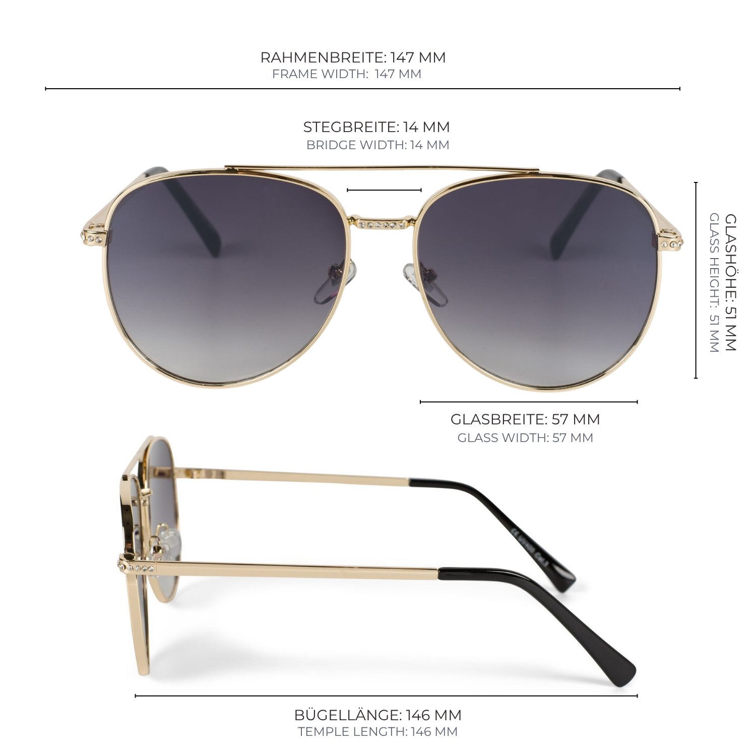styleBREAKER Sonnenbrille Piloten Sonnenbrille mit Strass (1-St) Gradient – Bild 4 von 5