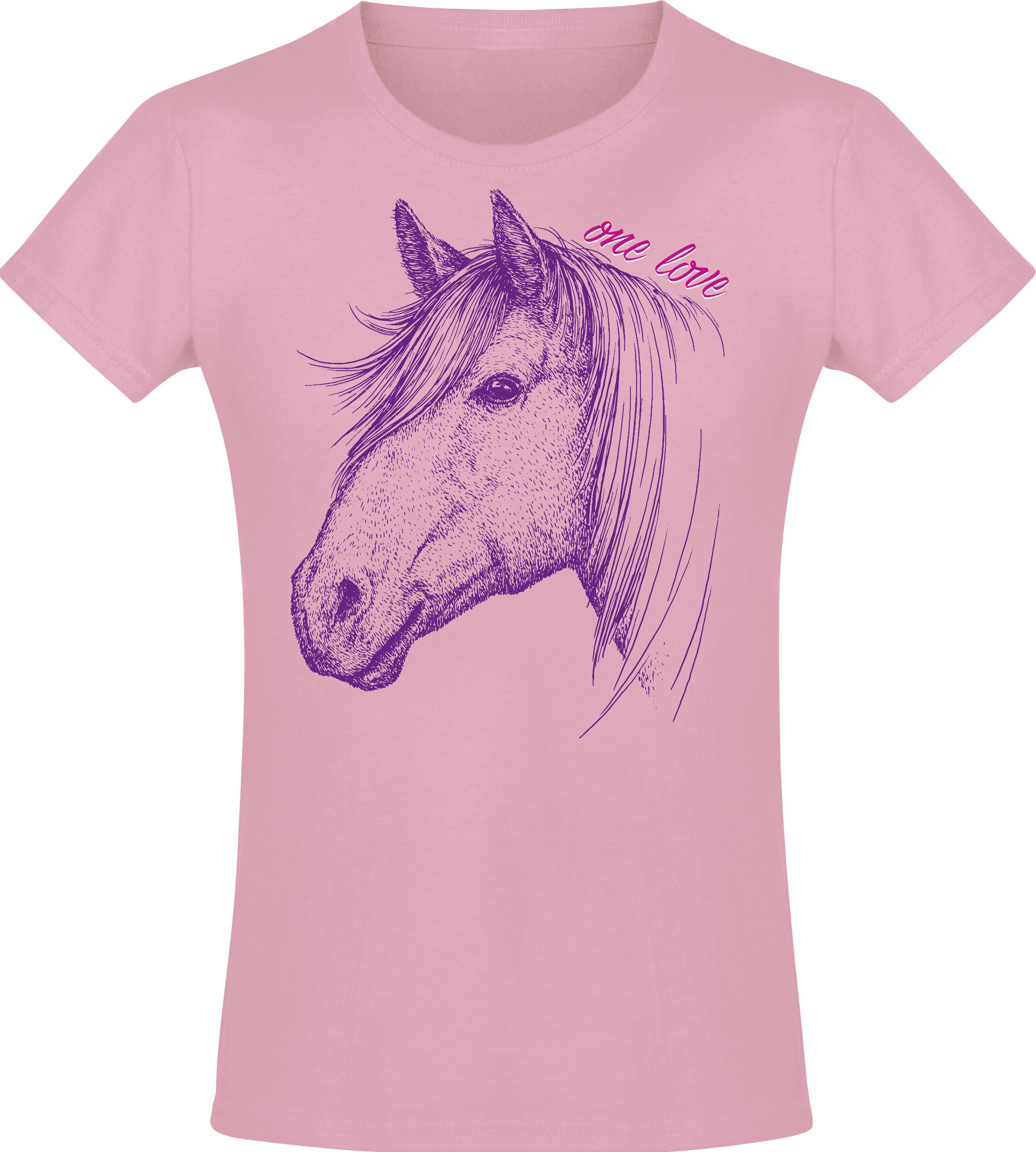 Baddery Print-Shirt One Love - Geburtstag aus Geschenk T-Shirt Baumwolle hochwertiger Reiten, Pferde Siebdruck, Mädchen 