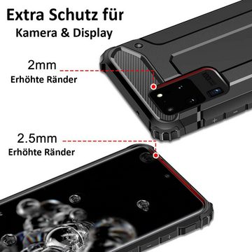 FITSU Handyhülle Outdoor Hülle für Samsung Galaxy S20 Ultra Schwarz, Robuste Handyhülle Outdoor Case stabile Schutzhülle mit Eckenschutz