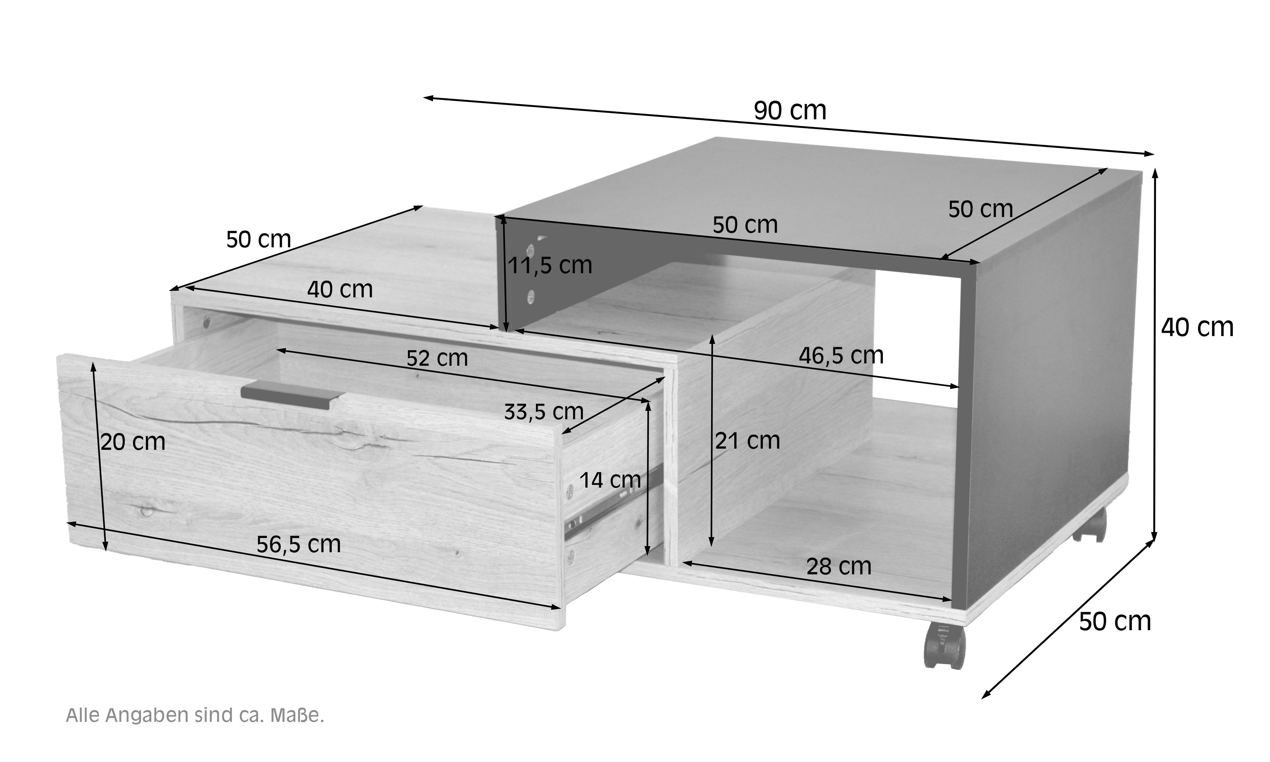 moebel-direkt-online Couchtisch In drei Dekorfarben, mit Rollen (mit Schubl günstig online kaufen