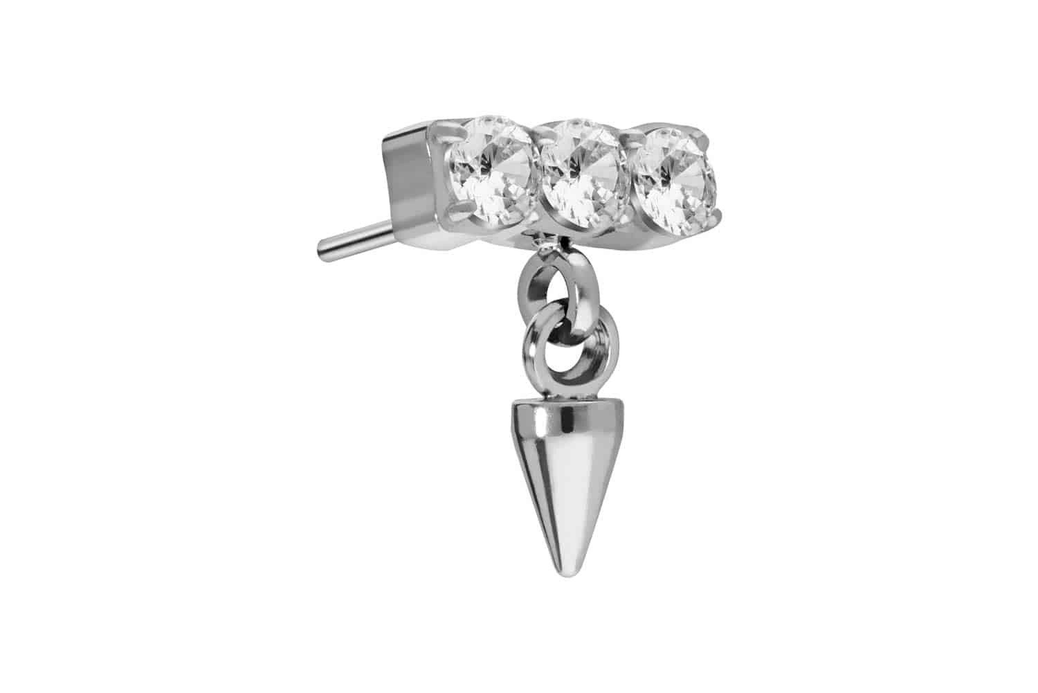 Piercing-Set Titan Aufsatz mit Push Pin KRISTALLBALKEN + SPITZE