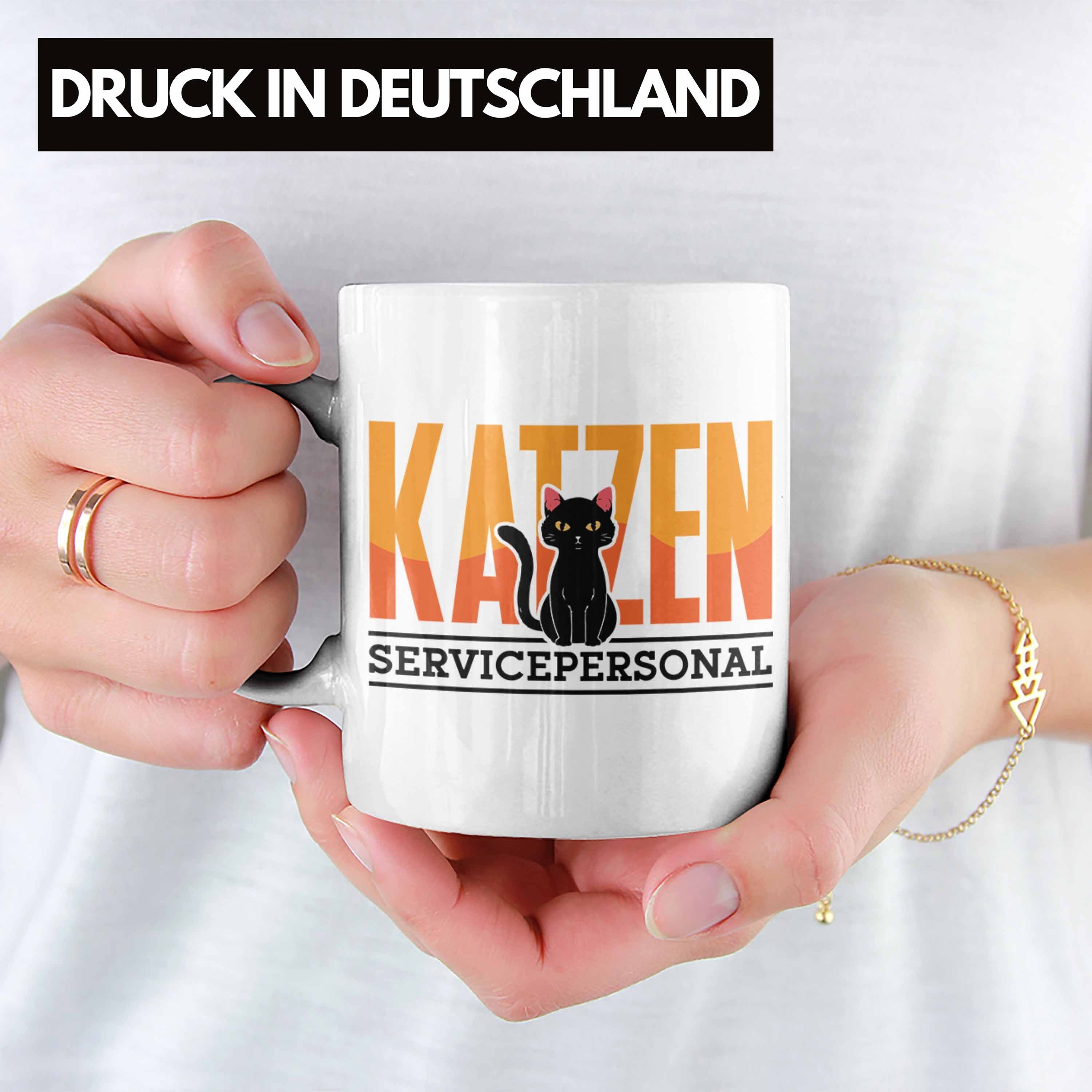 Tasse Servicepersonal Weiss Katzen Spruch Geschenkidee Katzenbesitze Lustig Trendation Tasse
