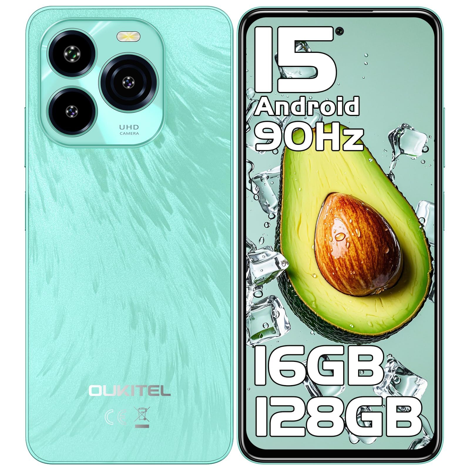 OUKITEL C65 Android 15 Smartphone (17,02 cm/6.7 Zoll, 128 GB Speicherplatz, 50 MP Kamera, 5150mA Akku, 6.7" HD 90Hz, Android 15, Dual SIM 4G)
