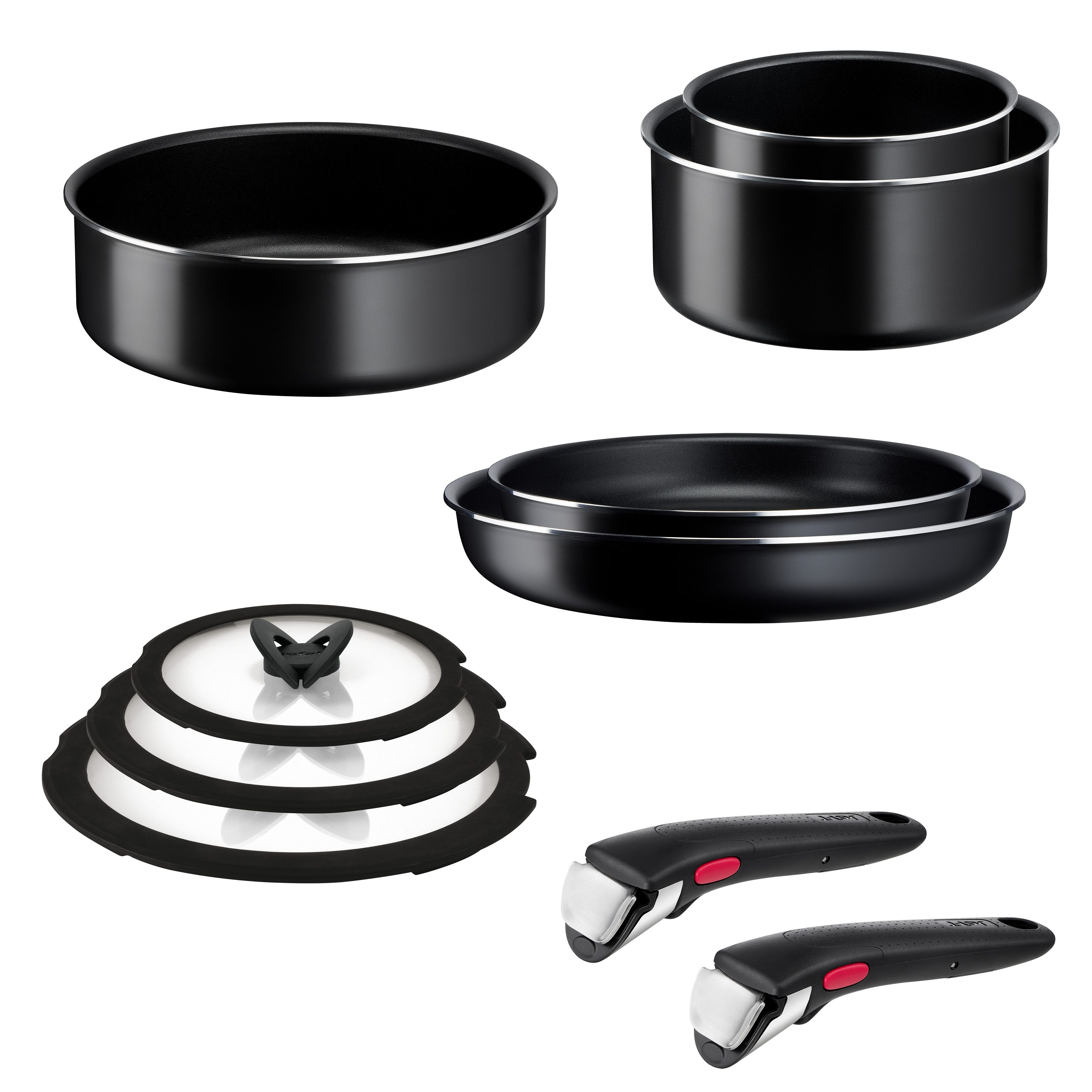 Tefal Pfannen-Set Ingenio Easy Cook & Clean On, Aluminium (Set, 10-tlg), abnehmbarer Griff, Antihaftversiegelung, Thermo-Signal, made in France
