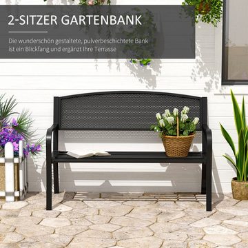 Outsunny Gartenbank, Gartenbank 2-Sitzer Sitzbank Parkbank Garten Stahl Schwarz