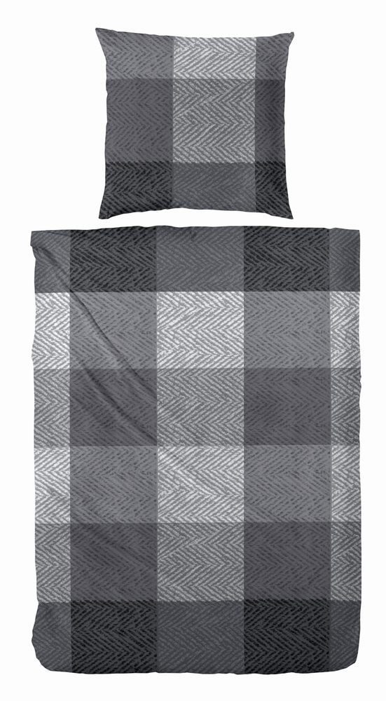 H.G. Hahn Haustextilien Bettwäsche Hahn Biber Bettwäsche Kasten Hellgrau und Grau, Biber, 2 teilig