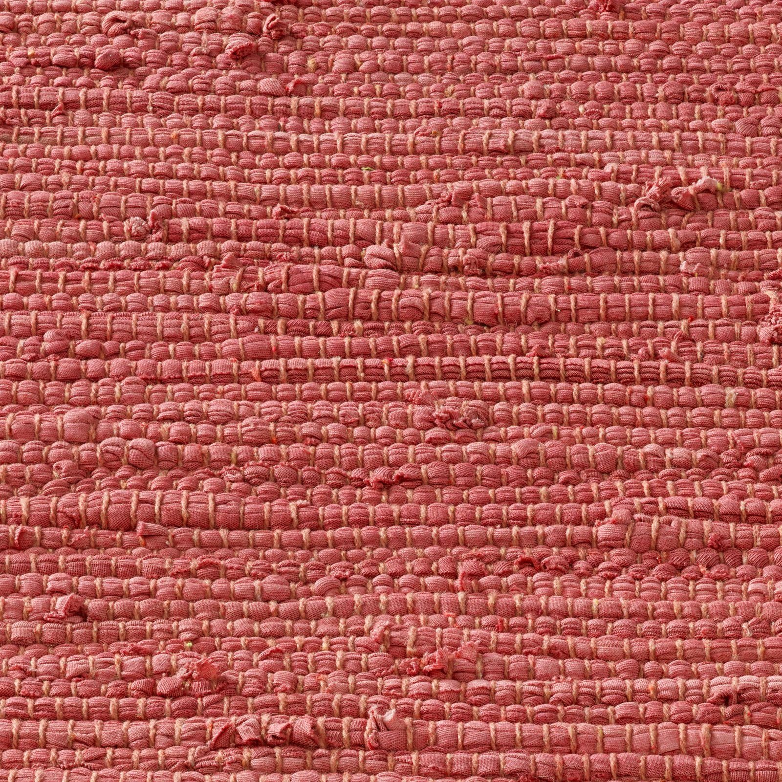 Teppich rot TaraCarpet Sylt mit Höhe: TaraCarpet, Fransen, 5 mm, Küchenteppich Wohnzimmer nachhaltig Flickenteppich rechteckig, Schlafzimmer 060x090