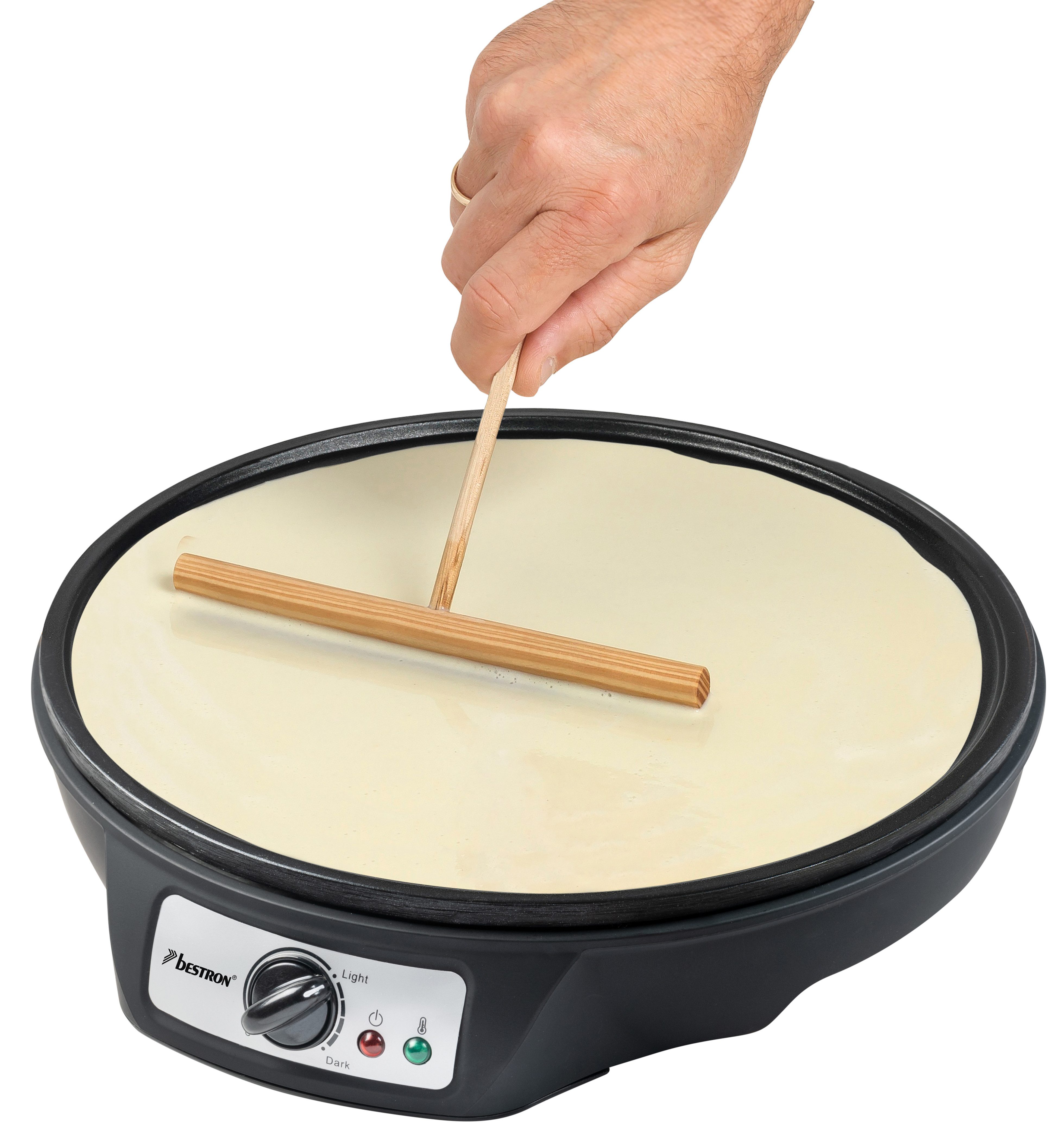 bestron Crêpesmaker ASW602, 1000 W, Ø 30 cm, Antihaft, Thermostat & Zubehör