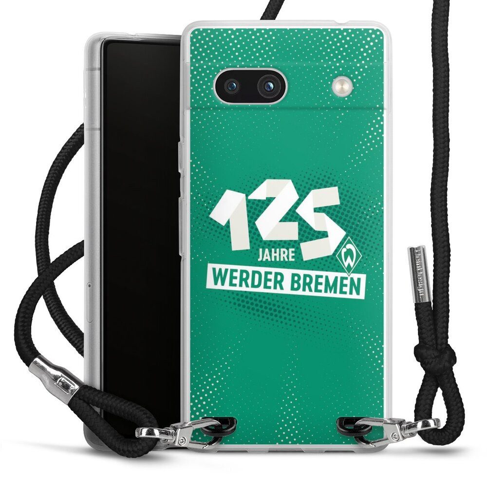 DeinDesign Handyhülle 125 Jahre Werder Bremen Offizielles Lizenzprodukt, Google Pixel 7a Handykette Hülle mit Band Case zum Umhängen