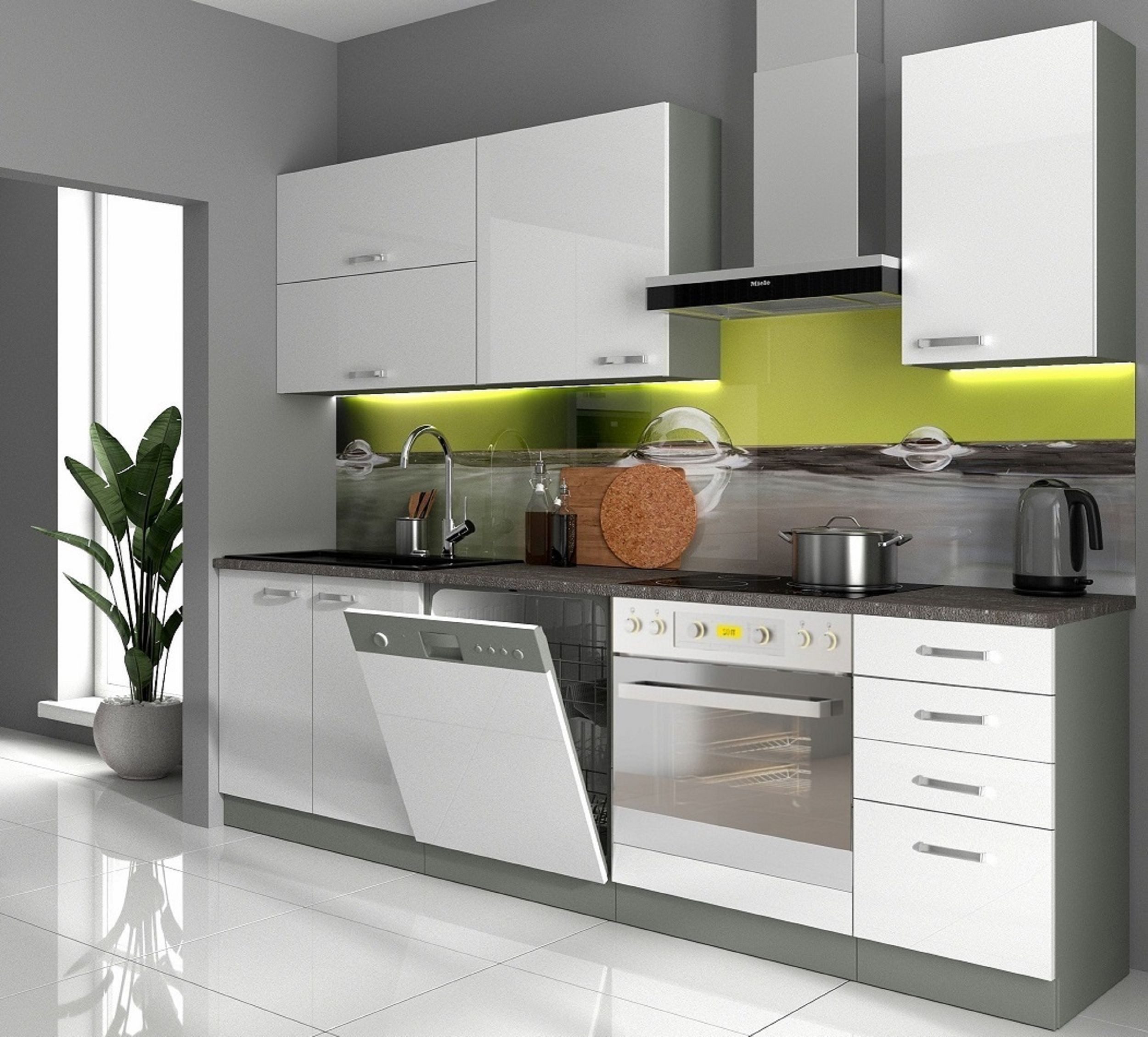 Küchen-Preisbombe Küchenzeile Bianca Basic I 240 cm Hochglanz weiß Küchenbl günstig online kaufen