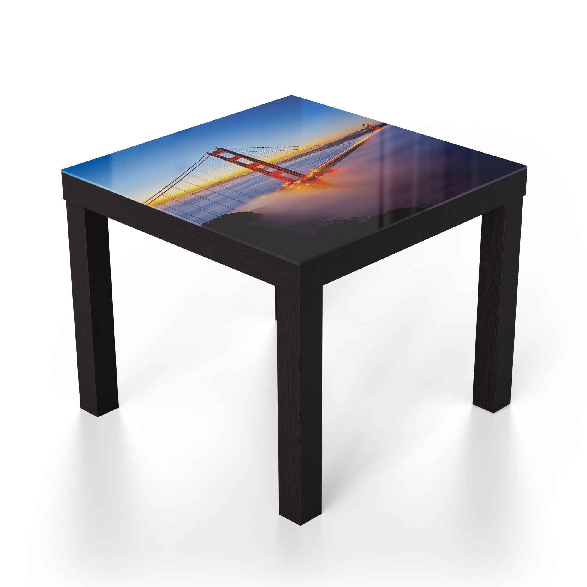 DEQORI Couchtisch 'Brücke im Nebelmorgen', Glas Beistelltisch Glastisch modern