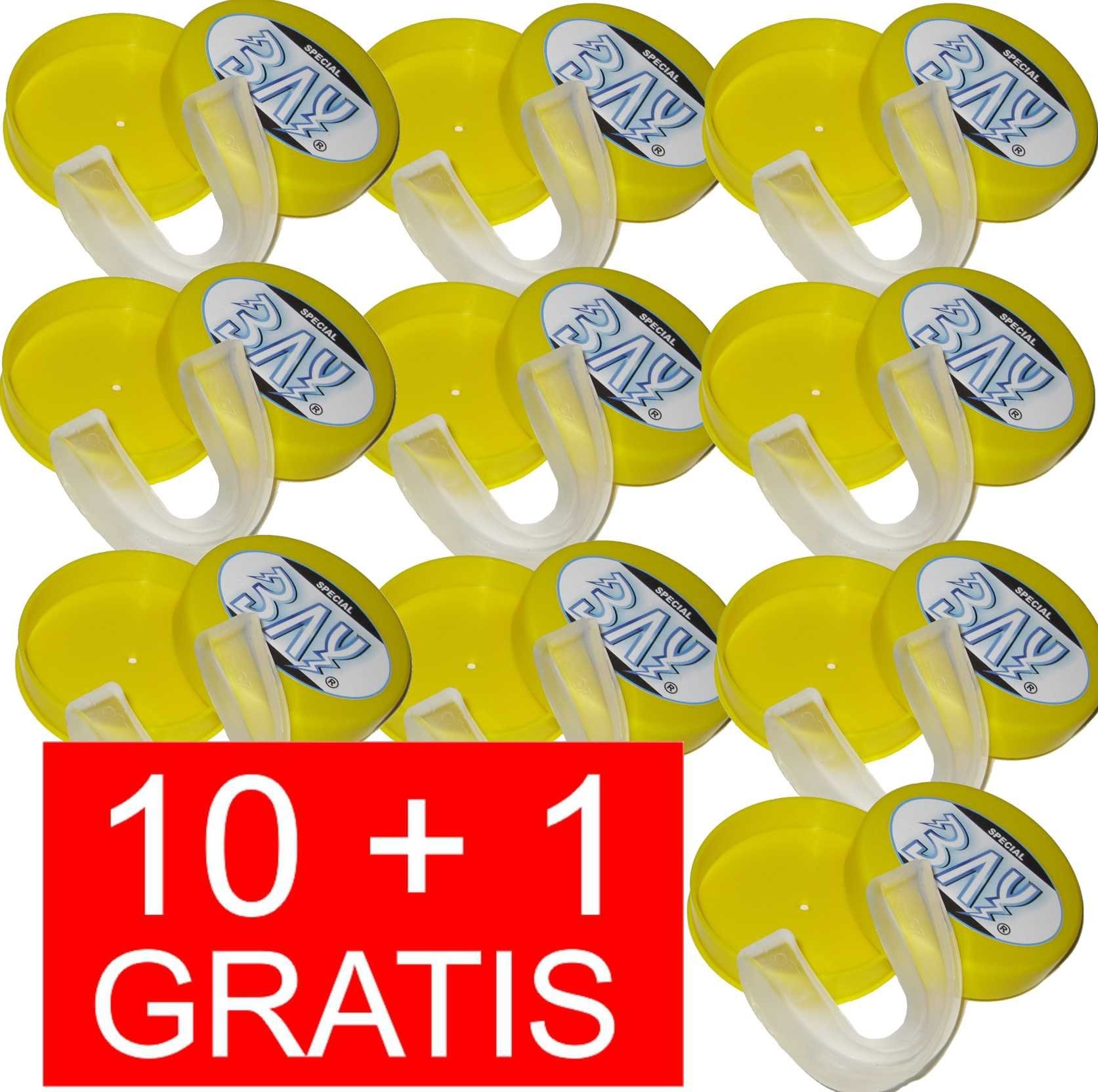 (Zahnschutz im 10 Set Anpassung Zahnschutz Aufbewahrungsbox, Sport Hygienebox Stück Yellowstyle Angebot BAY-Sports Dose mit Wasserbad), Mundschutz individuelle in Stück Zahnschutz mit 10 transparent, Boxen Zahnschutz