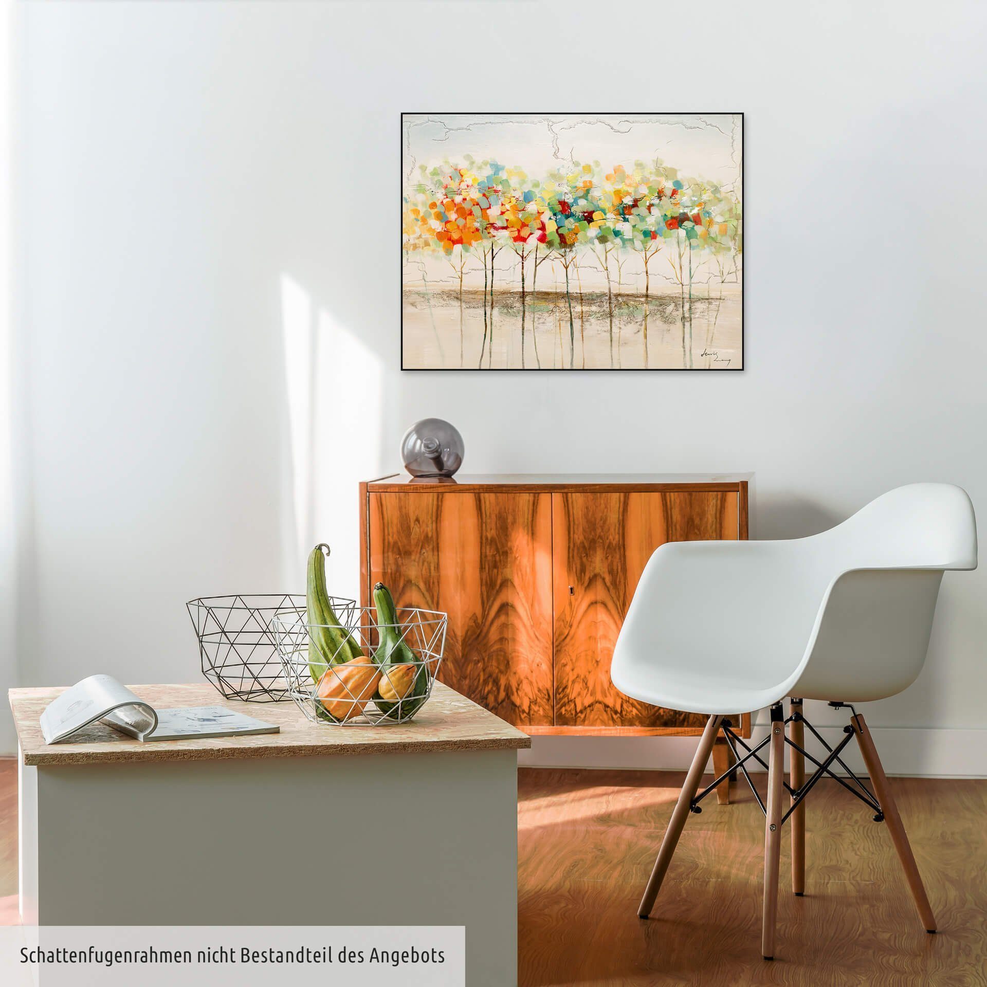 KUNSTLOFT Gemälde Bushy Reflection HANDGEMALT Wandbild Leinwandbild Wohnzimmer cm, 80x60 100