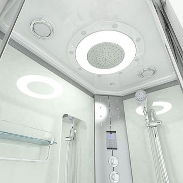 AcquaVapore Komplettdusche Dusche Duschkabine D60-70T1L Weiß 120x80, Sicherheitsglas ESG, inklusive Duschwanne