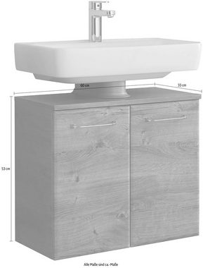 Saphir Waschbeckenunterschrank Quickset Unterbeckenschrank, 60 cm breit, 2 Türen, ohne Waschbecken Waschbeckenschrank inkl. Türdämpfer, Griffe in Chrom Glanz