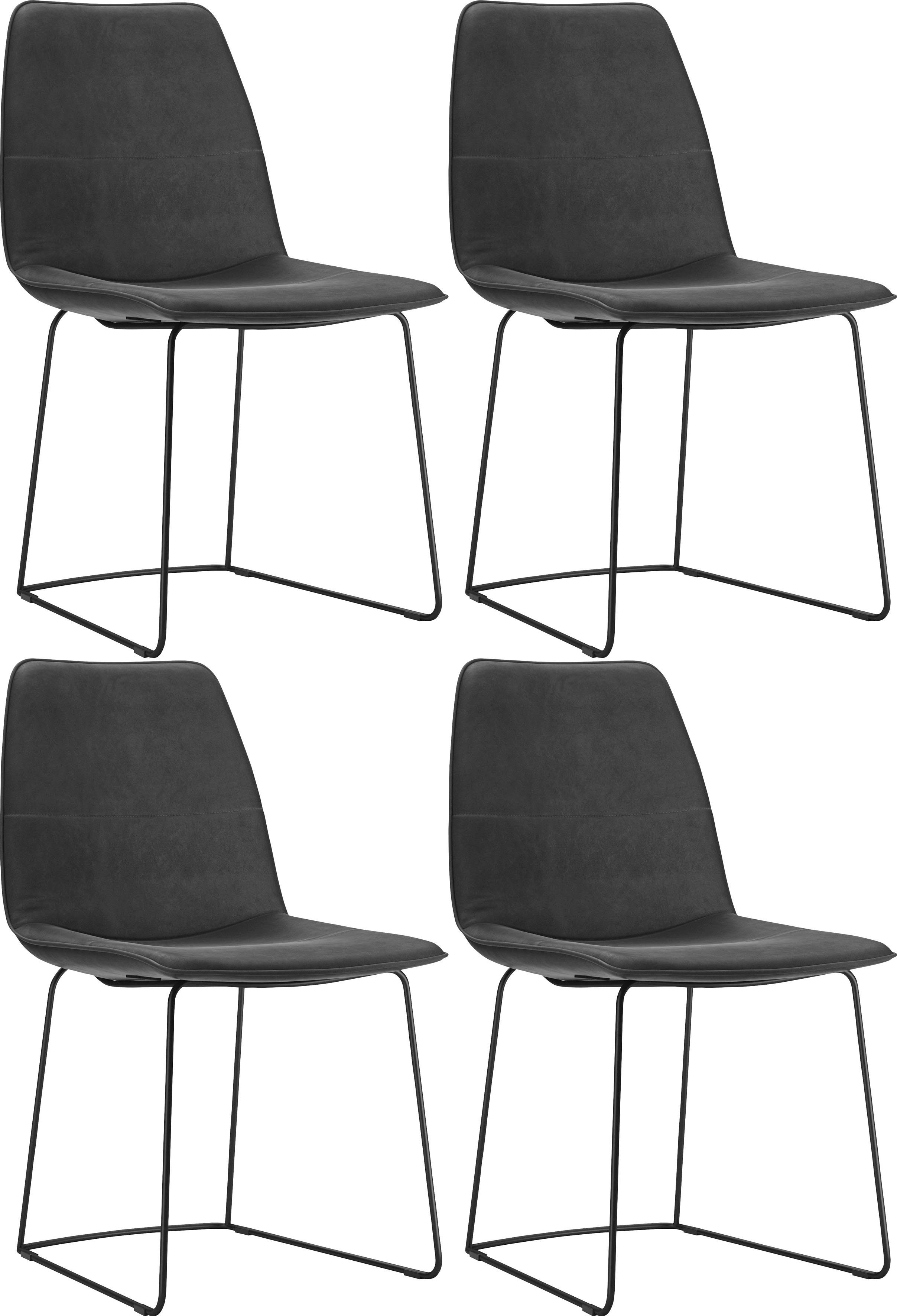 freistil ROLF BENZ Schalenstuhl 117 (4 St), mit schmalem Metallgestell in Schwarz, ohne Armlehne