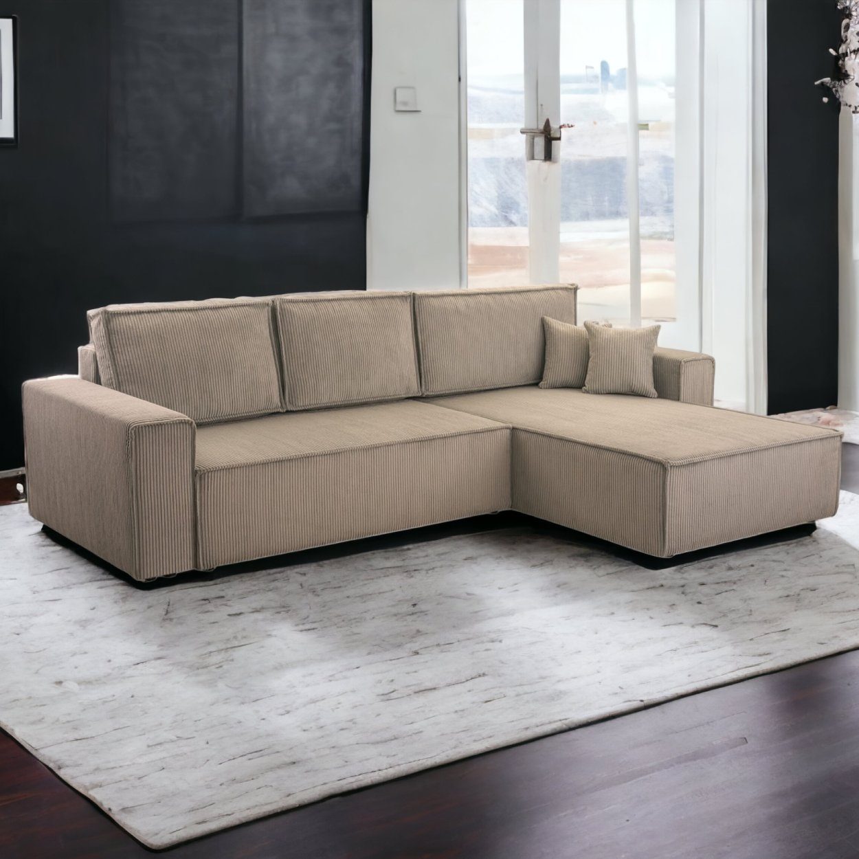 Ecksofa Light Bezug Beige, Grey, oder Möbel Punkt Anthrazit, Links Grey, mane Mint, Genf Cappuccino, Dark Größe, Grau, CORD Rechts Blue, mit Farbe Bettfunktion, Wohnlandschaft Universell, Dark XL