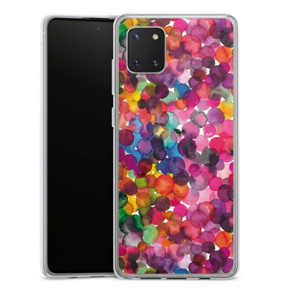 DeinDesign Handyhülle bunt Punkte Wasserfarbe Overlapped Watercolor Dots, Samsung Galaxy Note 10 lite Silikon Hülle Bumper Case Smartphone Cover