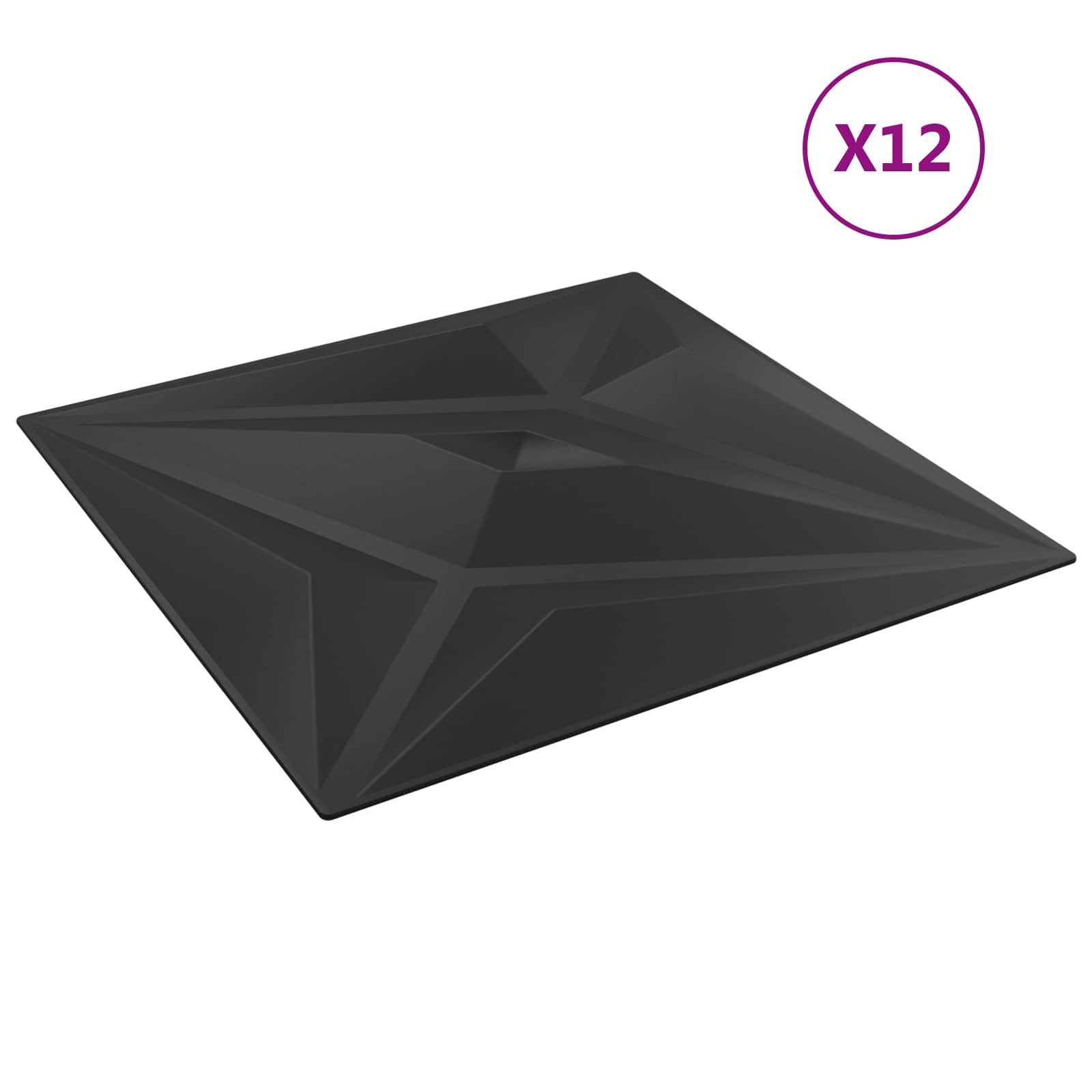 vidaXL Wandpaneel Wandpaneele Stern 48 pcs Schwarzer Stern 50 x 50 cm XPS Schaum, (48-tlg)