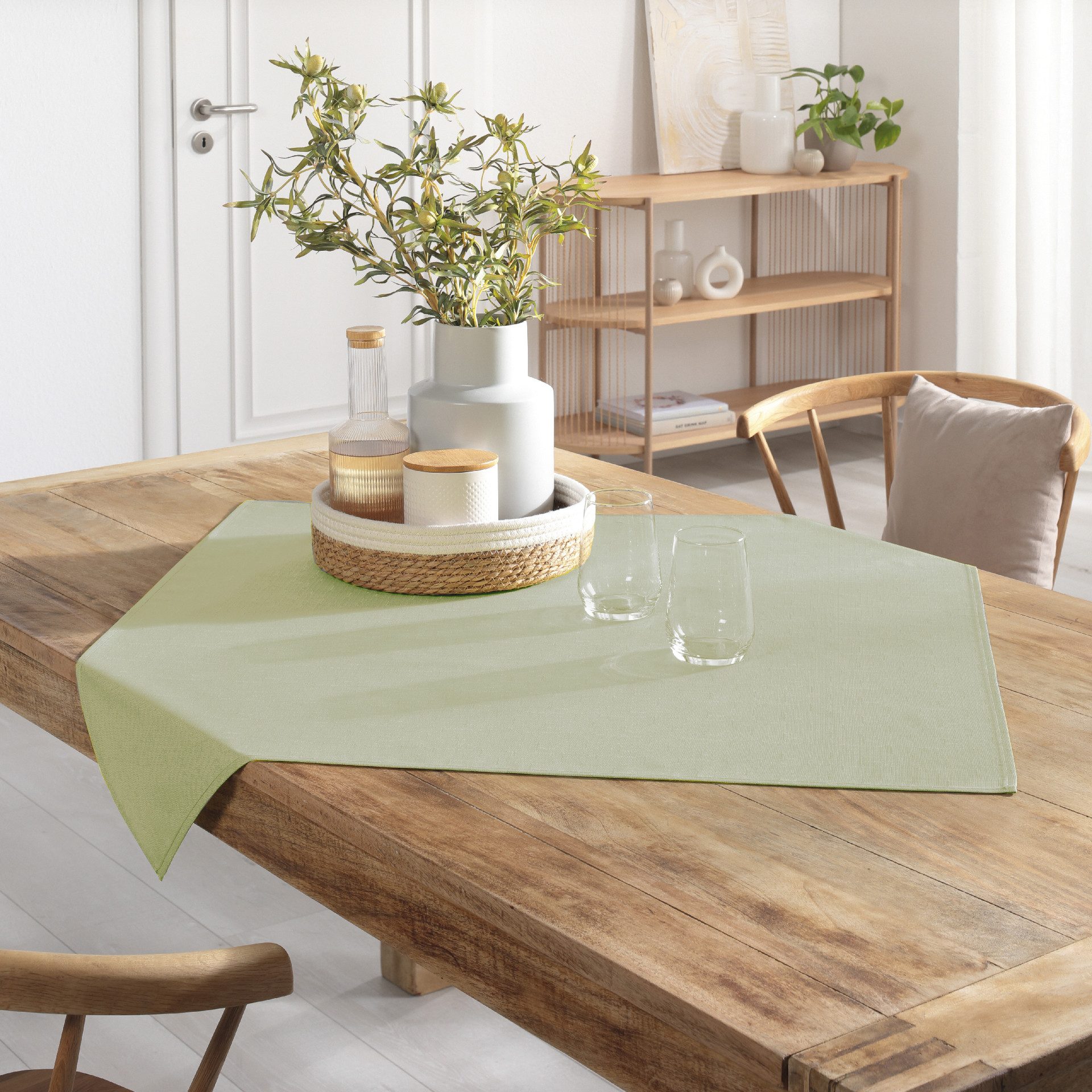 Delindo Lifestyle Tischdecke WIEN HOME abwaschbar (1-tlg), Leinenstruktur mit Fleckschutz aus recycelten Polyesterfasern