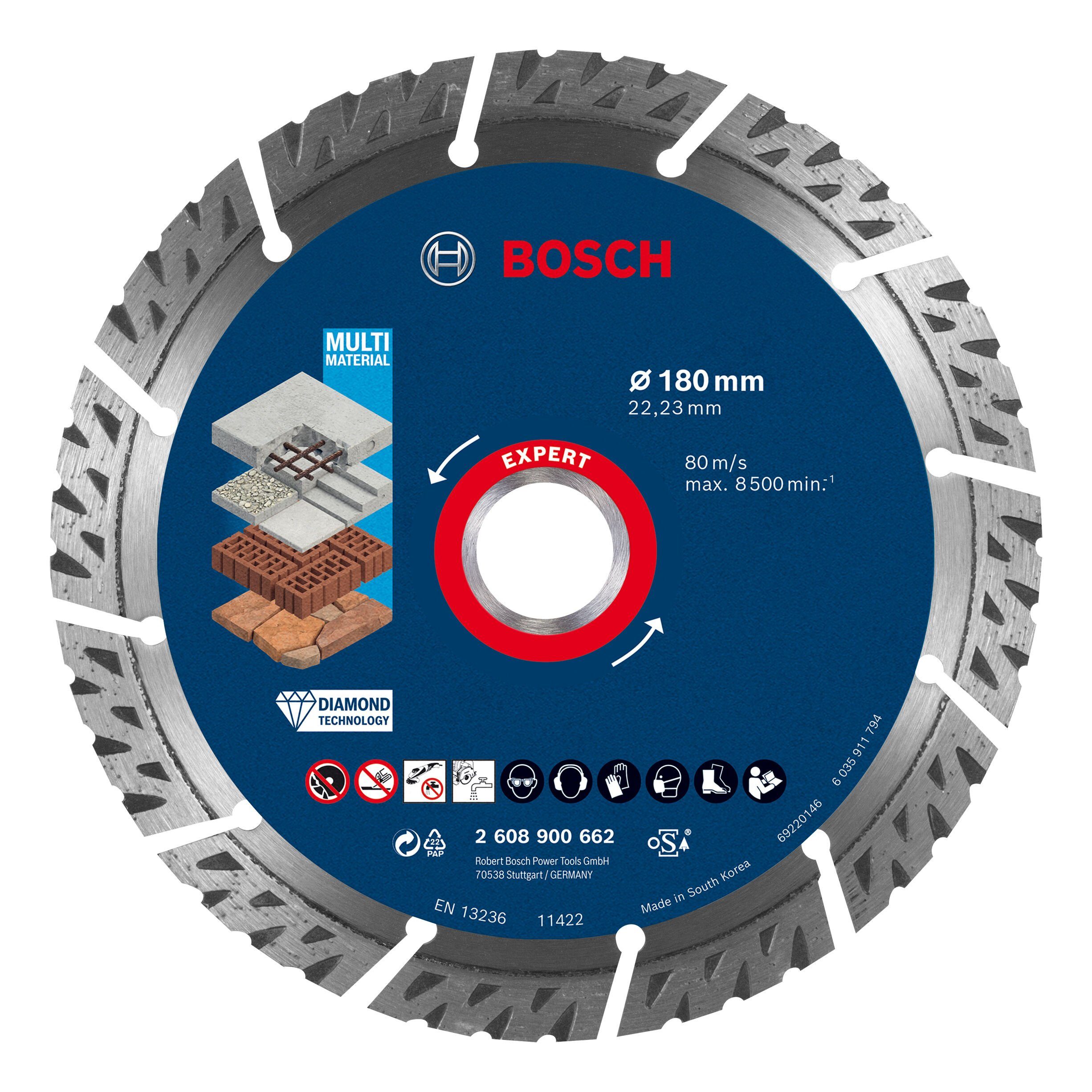 x BOSCH mm, Universal MultiMaterial, Trennscheibe 180 x Expert 180 - x Diamanttrennscheibe Best for 22,23 Expert 2,4 Ø