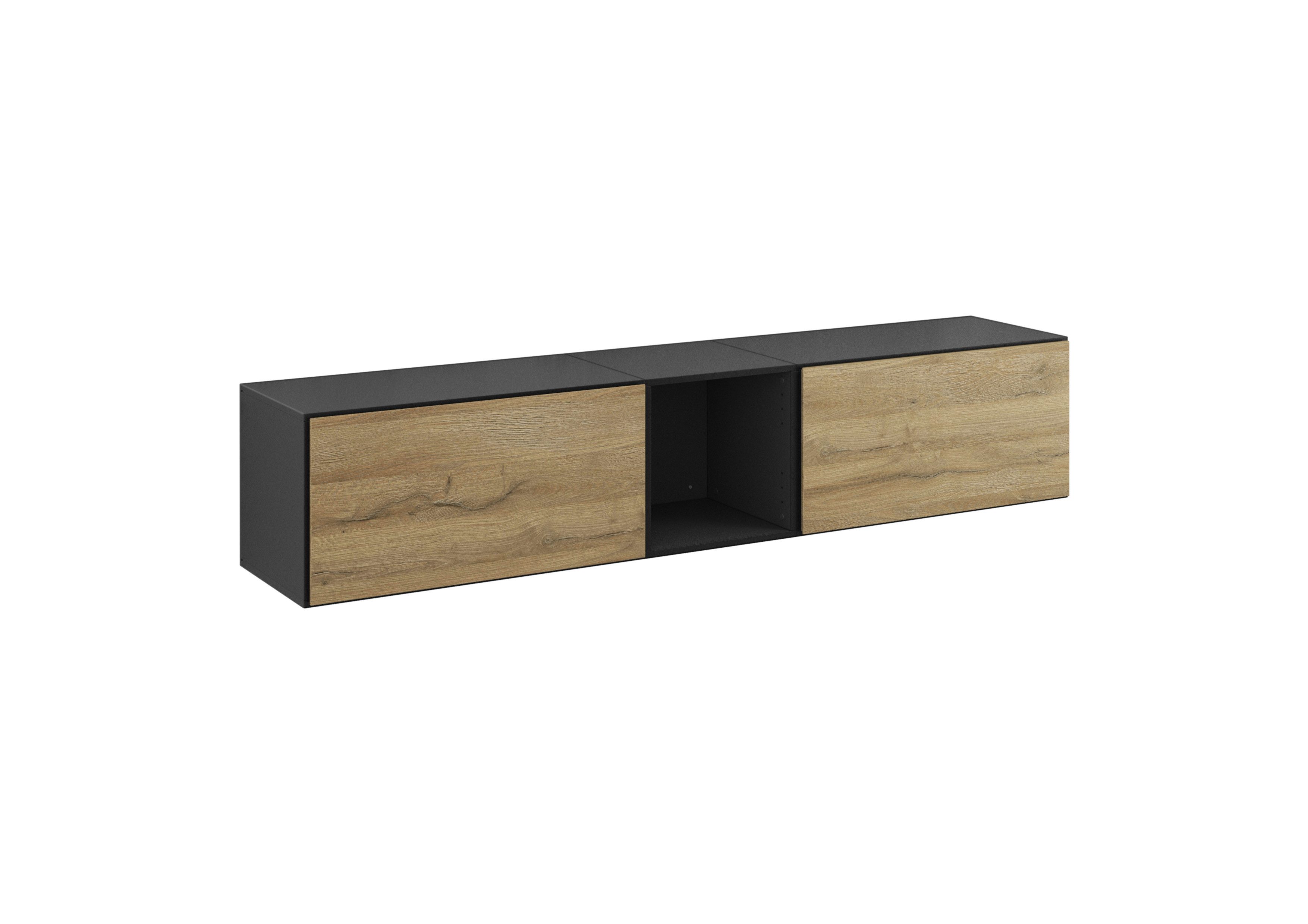 BMG Möbel Lowboard Modul+ (3 tlg., bestehend aus 2x Schrank mit Klappe, 1x offenes Würfelregal), 190 cm breit, 2 Klappen, Made in Germany