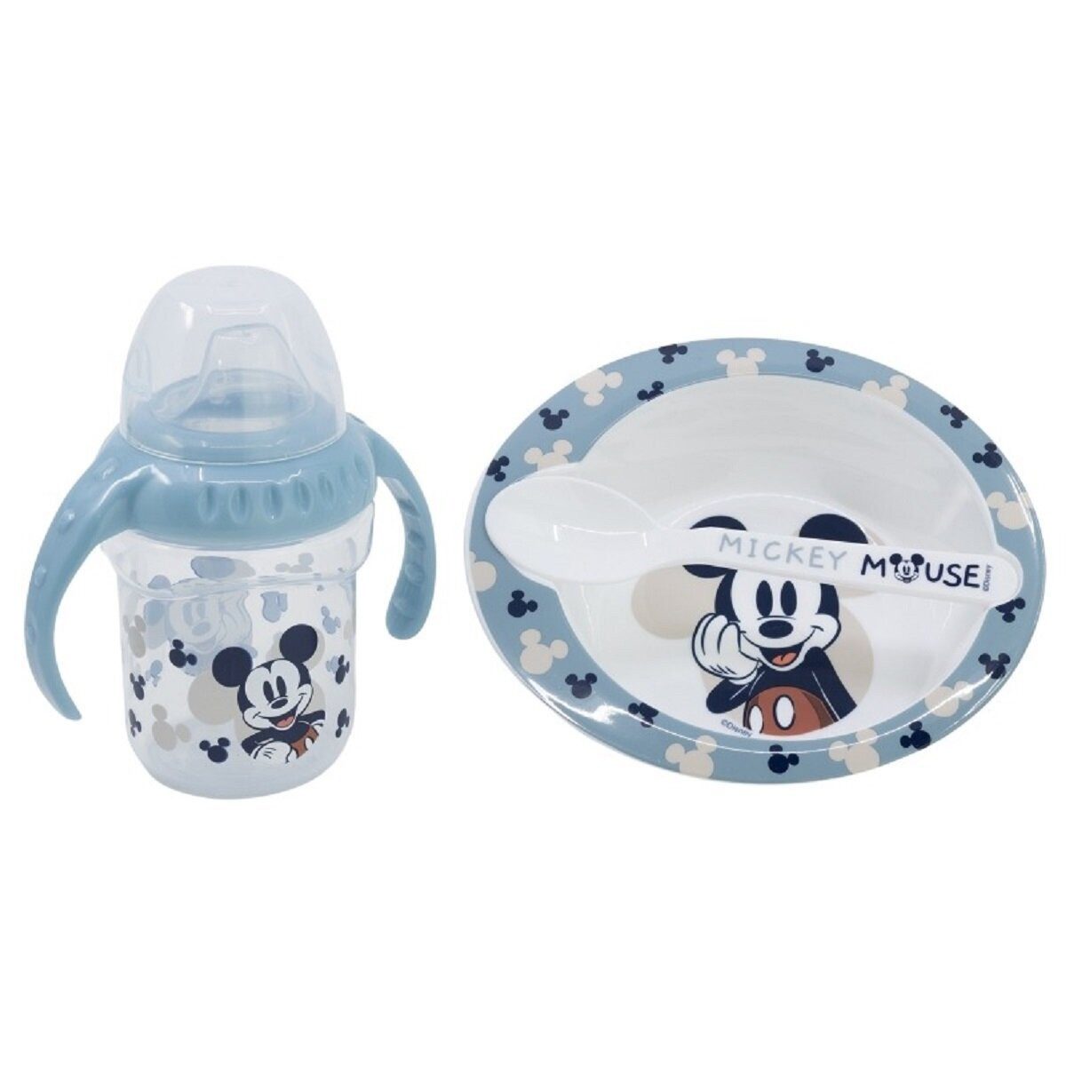 Disney Trinkflasche Mickey Mouse Baby Geschenkset 3-teilig Trinkbecher, Schale & Löffel