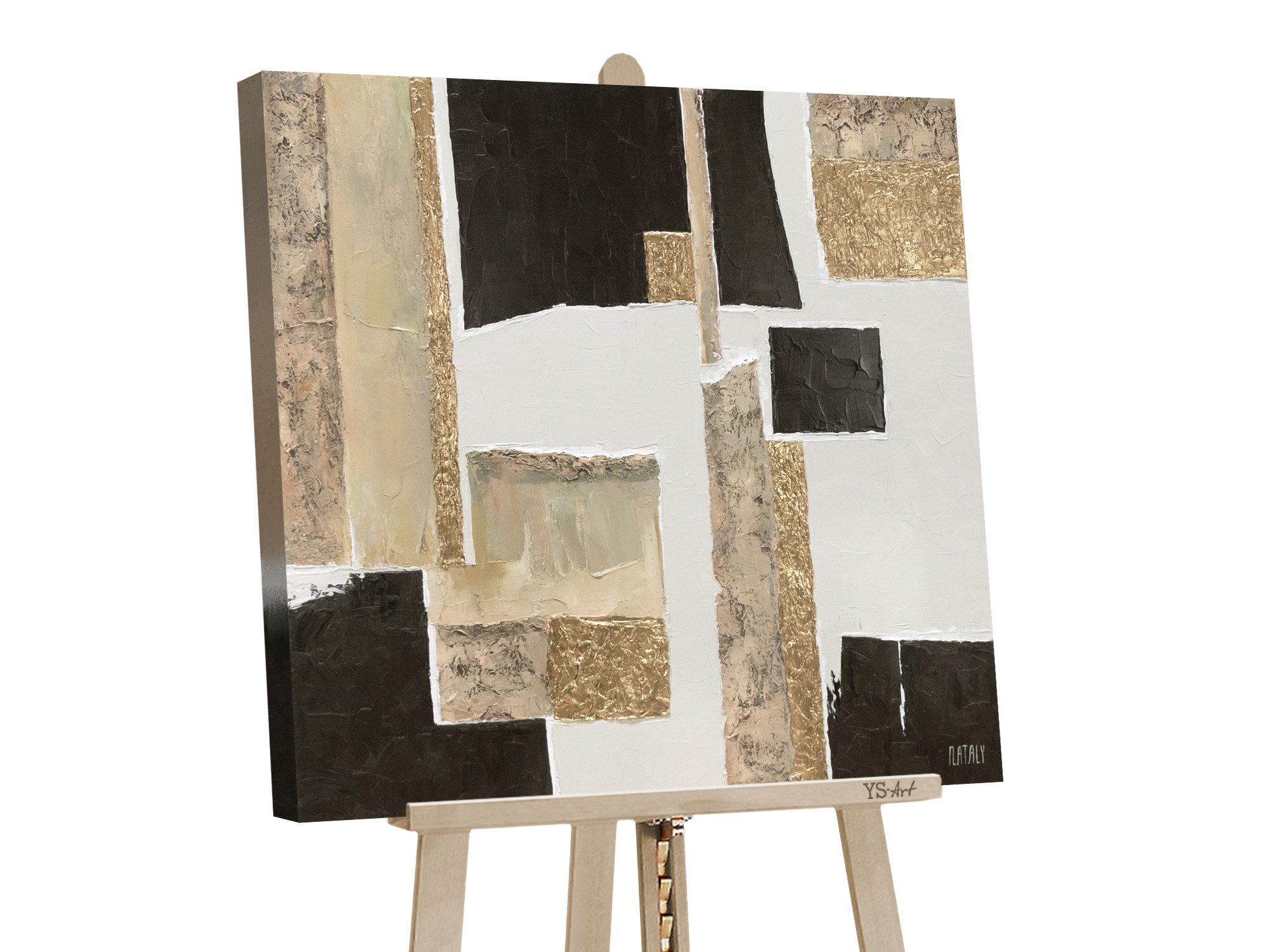 YS-Art Картина Charakter, Leinwand Bild Abstrakt in Schwarz Gold