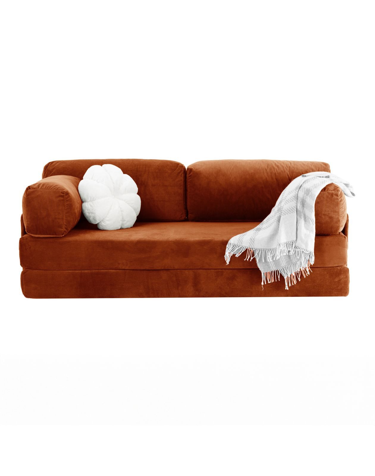 Wuuh Schlafsofa Teddy Sofa, Modulares Schlafsofa, Samt und Cord Teddy Sofa, 3-in-1 Design Samtstoff ergonomisch platzsparend