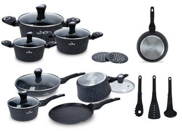 Zilner Topf-Set Topfset, Schwarze Töpfe, Pfanne und Kasserolle INDUKTION, Aluminium, Keramik (15-tlg., Zeitloses Design des Topfsets. Eine ideale Geschenkidee)