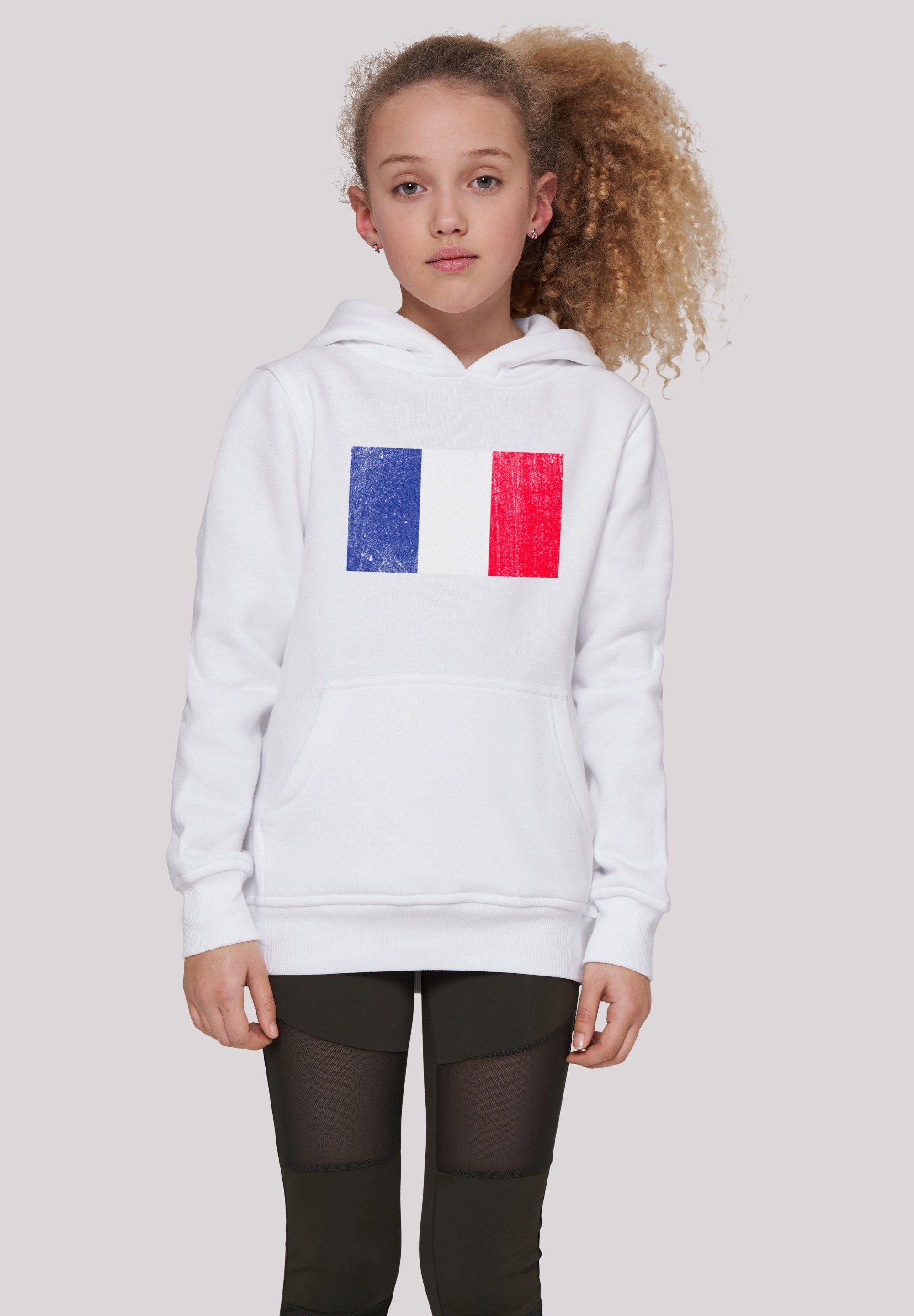 F4NT4STIC Kapuzenpullover France Frankreich Flagge distressed Print weiß