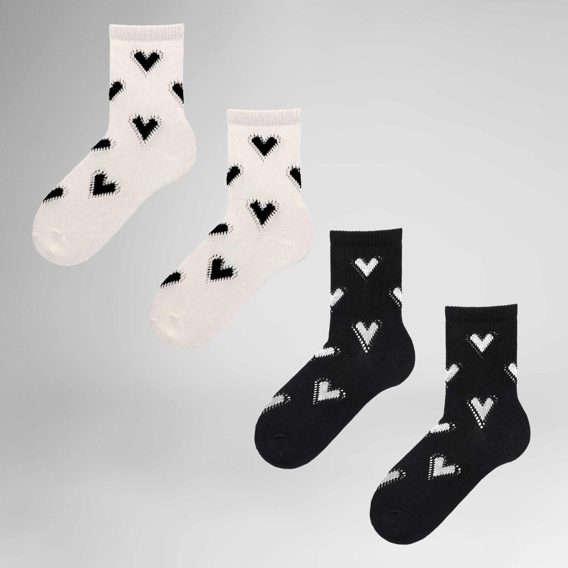 Hudson Basicsocken Hearts 2-Pack (2-Paar) Socken mit Herzen im Doppelpack