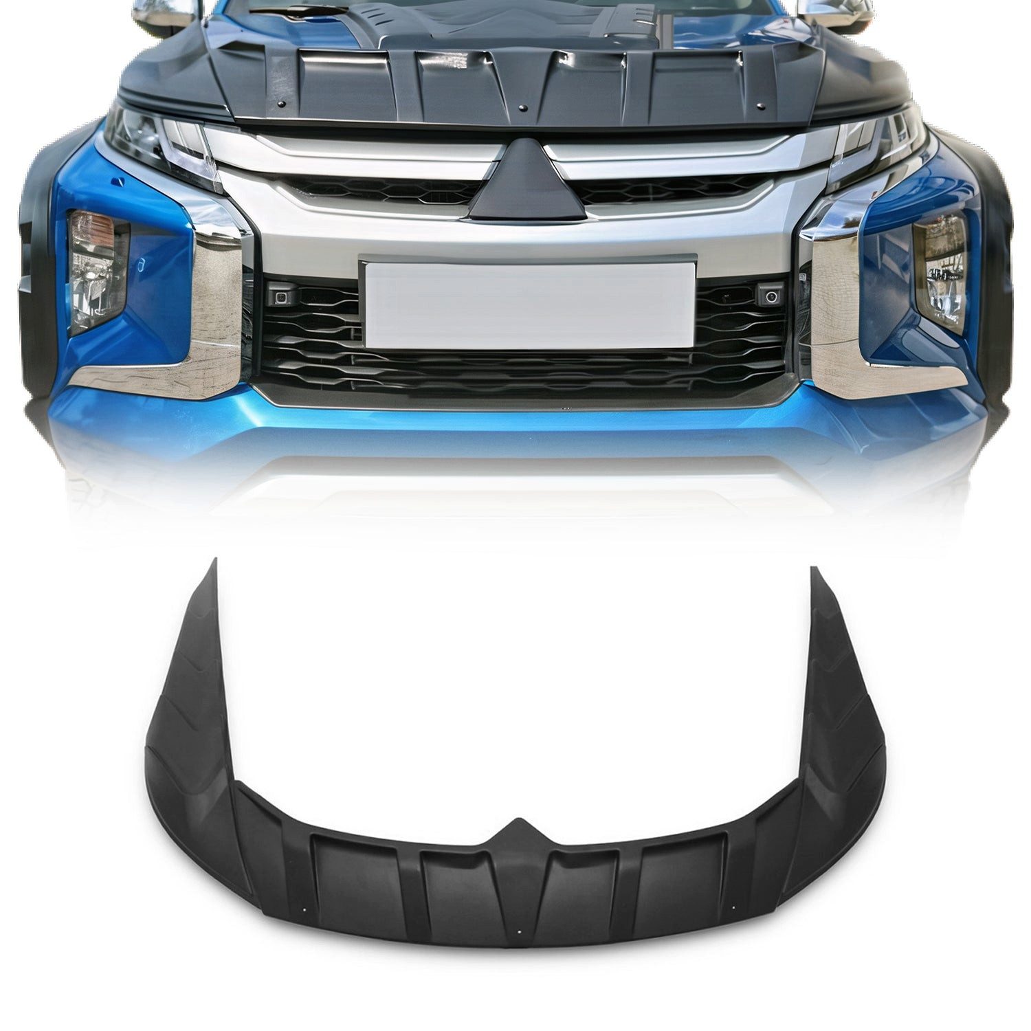 OMAC Lüftungsgitter Motorhaube Deflektor für Mitsubishi L200 2019-2025 3x (3 St), Luftabweiser, Abweiser, Schneeschutz, Langlebig,Einfache Montage