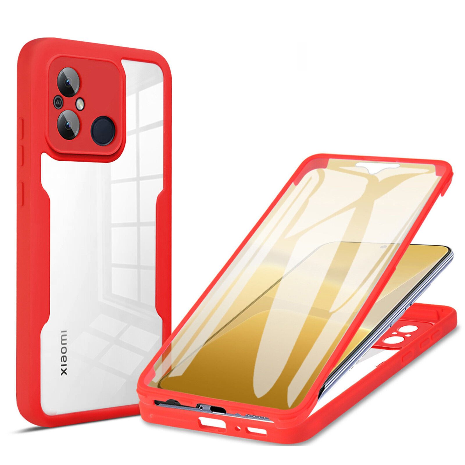 betterfon Handyhülle für Xiaomi Redmi 12C 2-teiliges 360° TPU Schutzcase, Rundumschutz mit integrierter Displayabdeckung und klarer Sicht