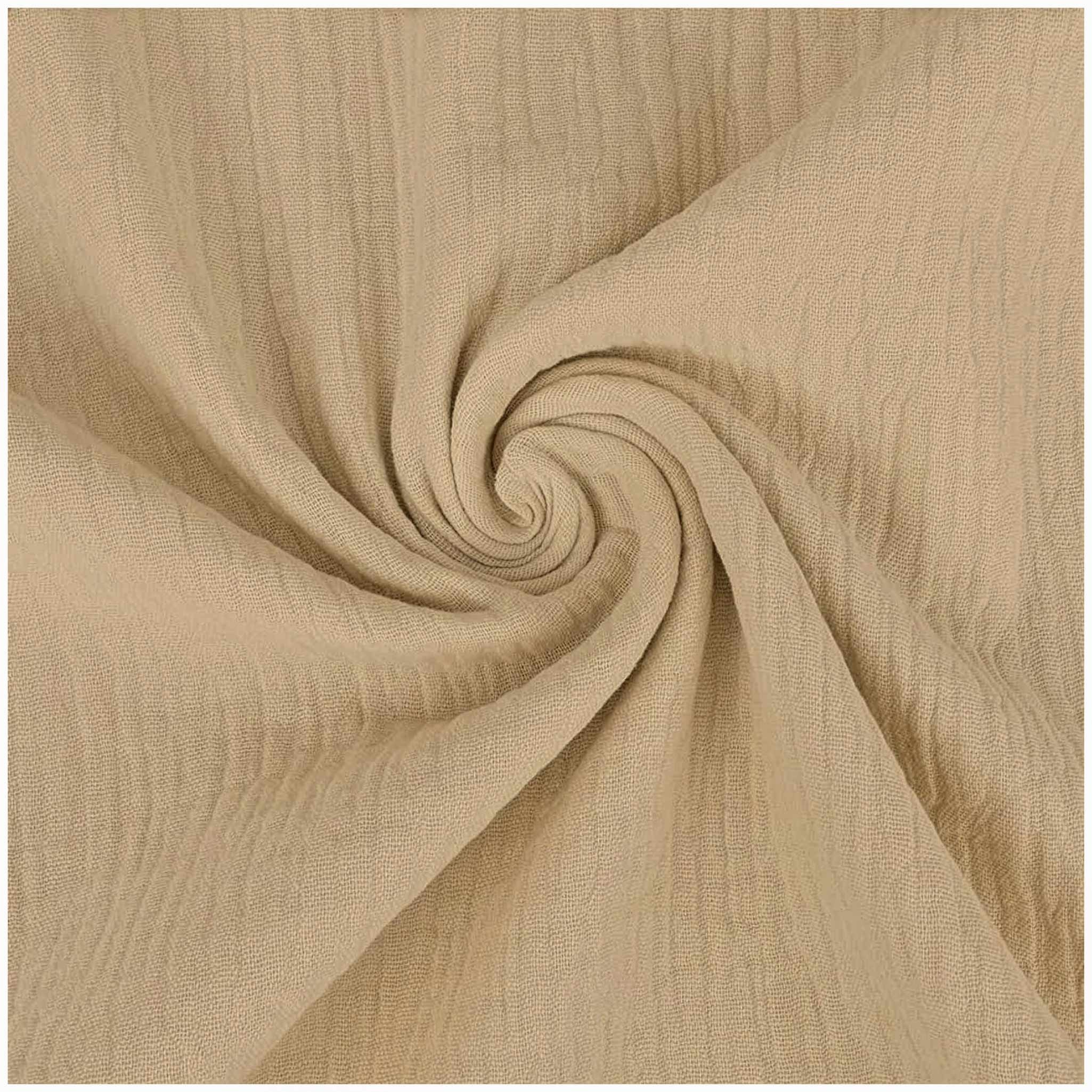 maDDma Stoff Musselin Stoff XXL 1/2 Meterware 280 cm breit Double Gauze Baumwolle, beige