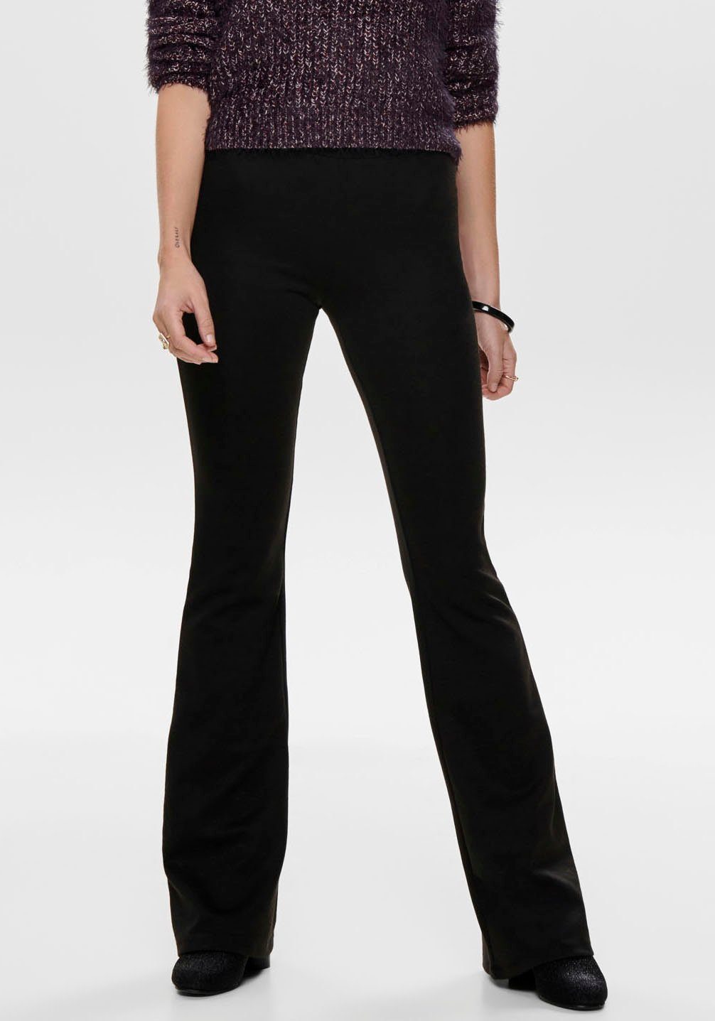 ONLY Jerseyhose ONLFEVER Black 32 JRS FLAIRED STRETCH PANTS