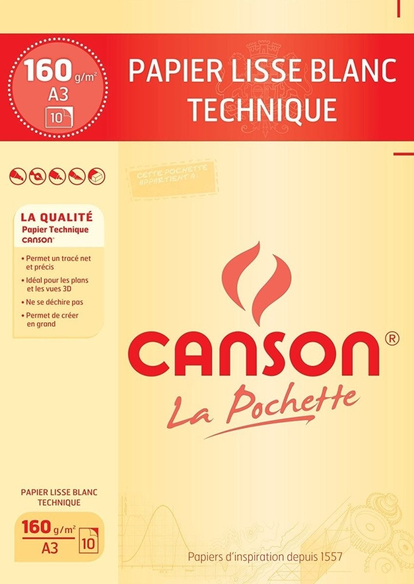 canson Zeichenpapier Zeichenpapier A3 160g/qm weiß