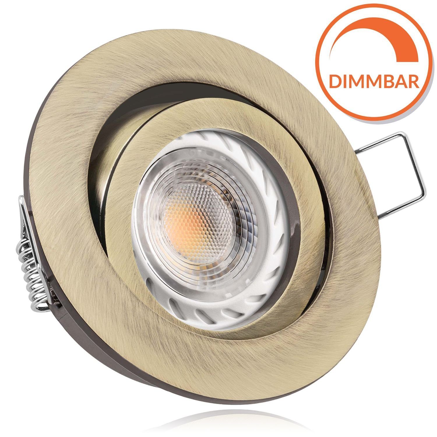 messing gold 30° gold LEDANDO / LED Einbaustrahler LED Set in in GU10 5,5W Druckguss-Einbaustrahler schwenkbar / LEDANDO, rund, LED von Einbaustrahler messing mit