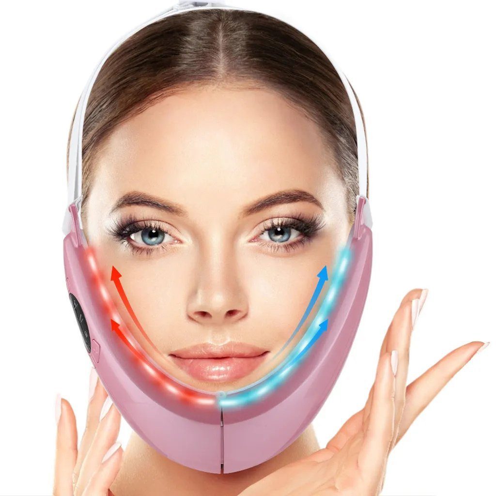 Ciskotu Dermaroller Gesichtslifting-Gerät Massagegerät Gesicht Gesicht Abnehmen(Rosa) Mikrostrom reduzieren V-förmiges Massagegerät, Doppelkinn