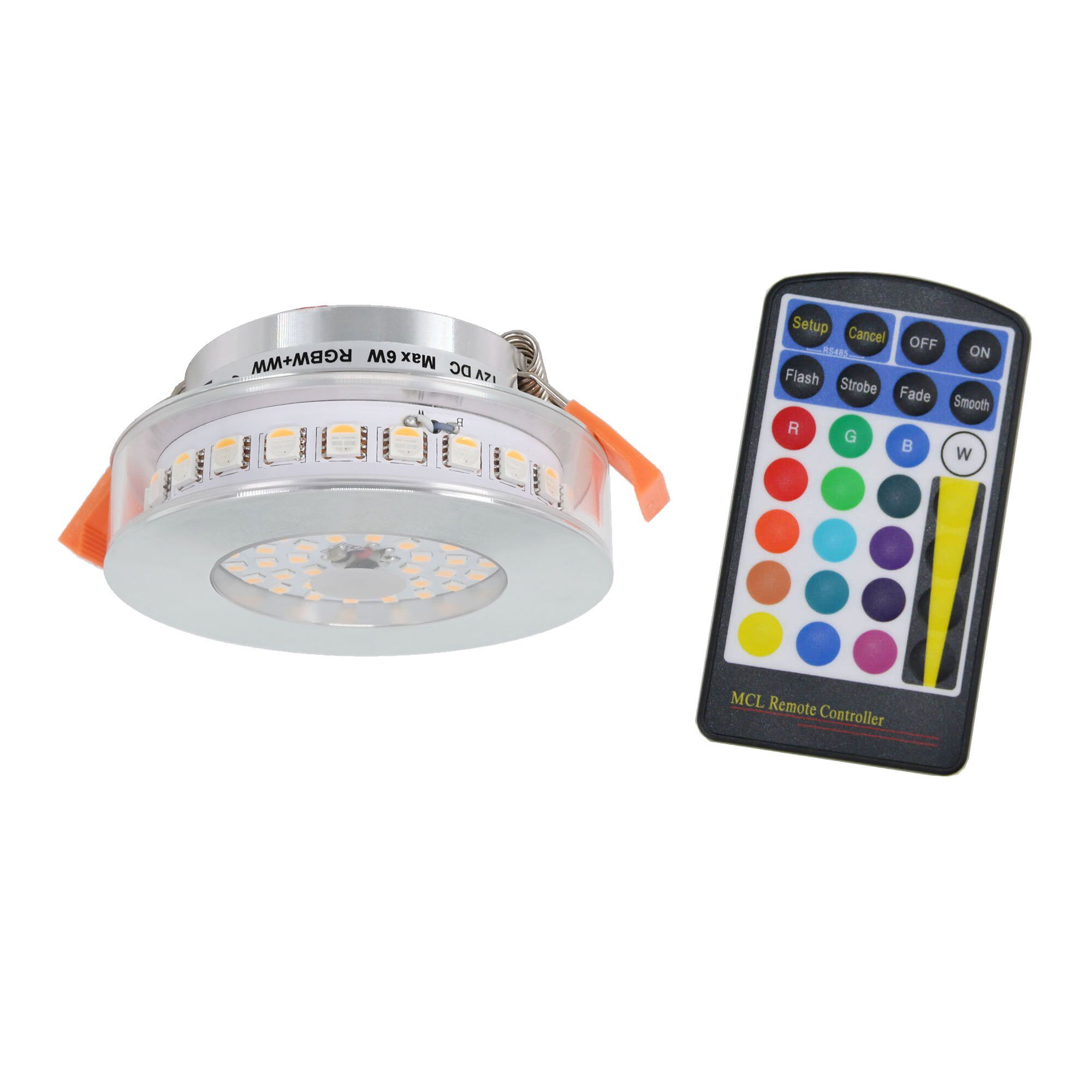 VBLED LED Einbaustrahler »6W RGB+WW 12V DC LED Einbauleuchten inkl.  Fernbedienung«, LED fest integriert, warmweiß