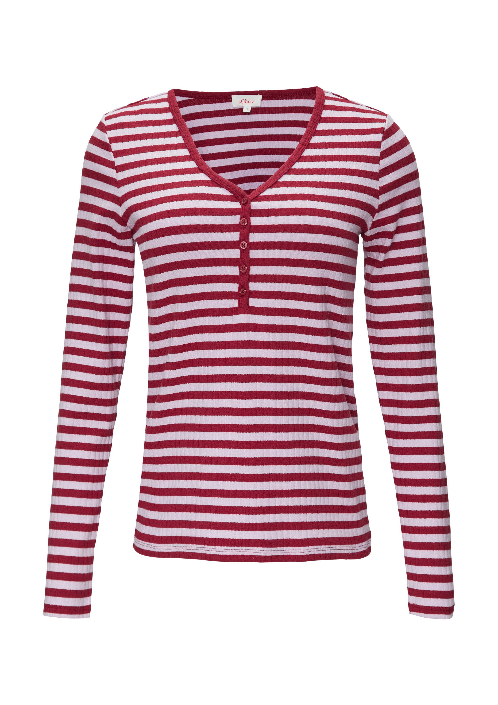 s.Oliver Langarmshirt T-Shirt Stretchiges Longsleeve mit Henleyausschnitt günstig online kaufen