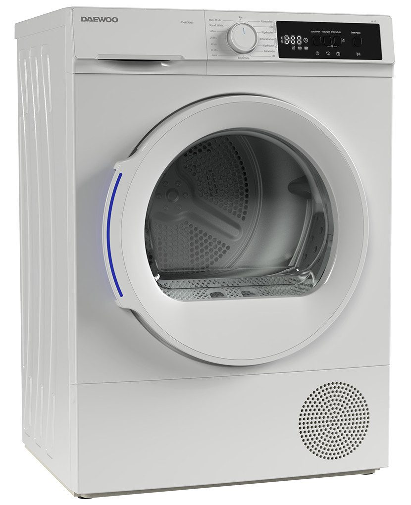 Daewoo Wärmepumpentrockner TD-BR0GP0WE0-DE, DrumLight, BabyCare, Knitterschutz, LED-Display