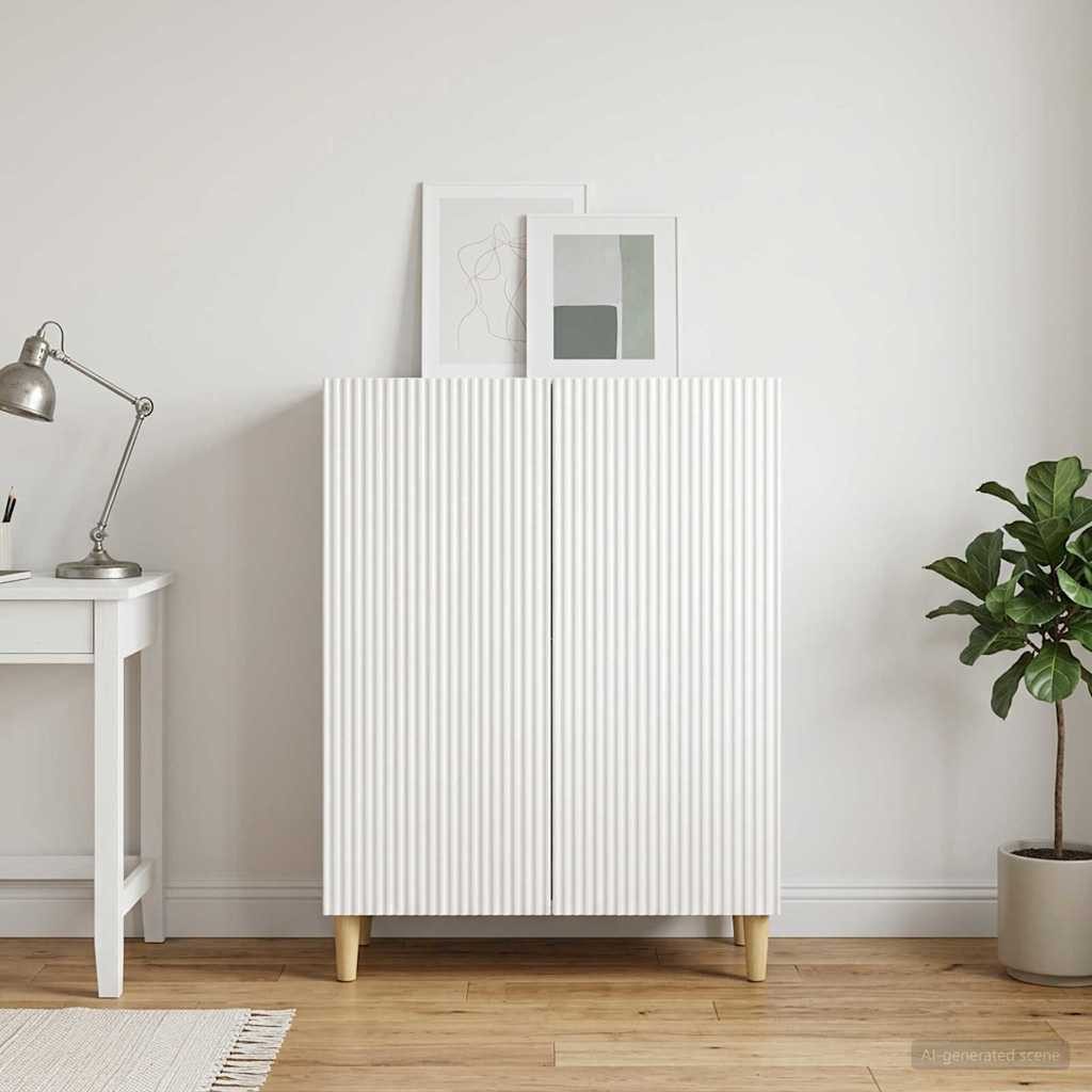furnicato Sideboard 66 x 34,5 x 90 cm Hochglanz weiß (1 St), Buffet mit 2 Pendeltüren und Brettregalen für dein Wohnzimmer