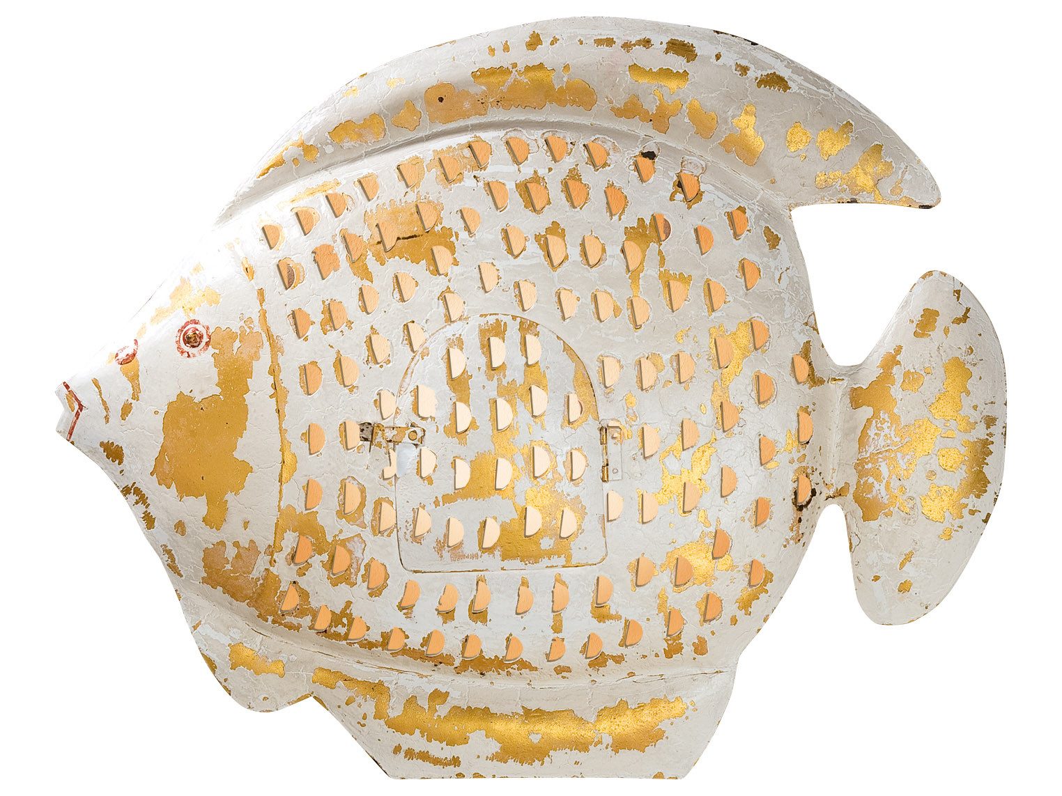 Wanddekoobjekt Fisch 3D Wandrelief Laterne aus Metall Wandkunst Metallbild