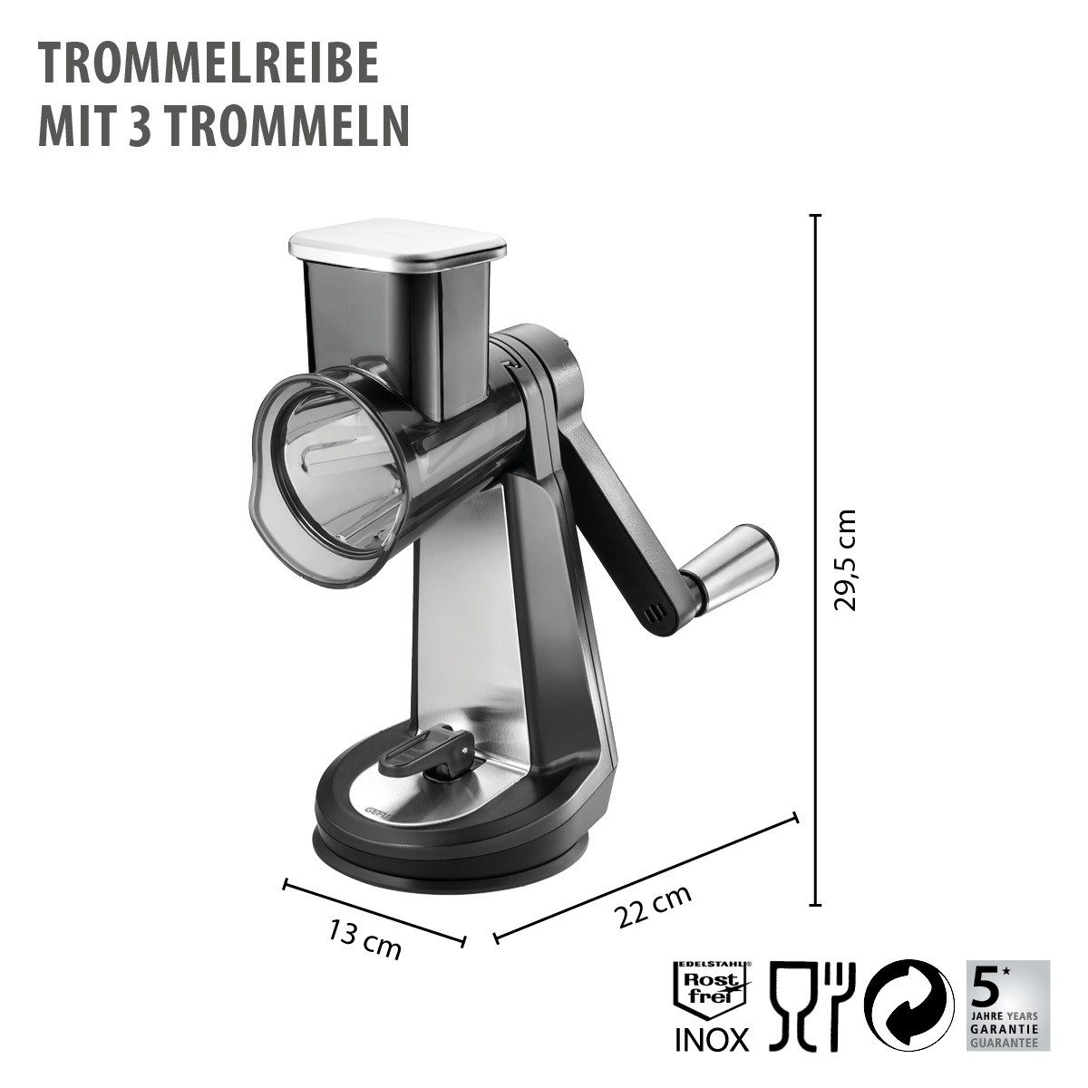 GEFU Trommelreibe Trommelreibe mit 3 Trommeln