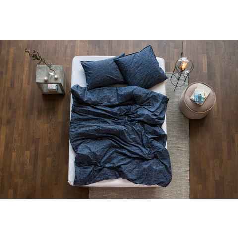 Bettwäsche Finn Karo, lavie, Bettdeckenbezug aus 100% Bio Baumwollperkal mit Stonewash-Finishing
