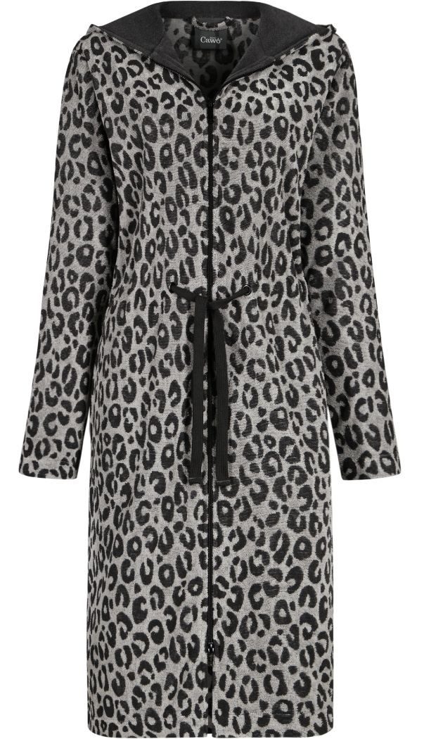 Cawö Home Damenbademantel Cawö Home Leo Kurz Bademantel Damen mit Kapuze basalt, Kapuze, Reißverschluss, Kurzform