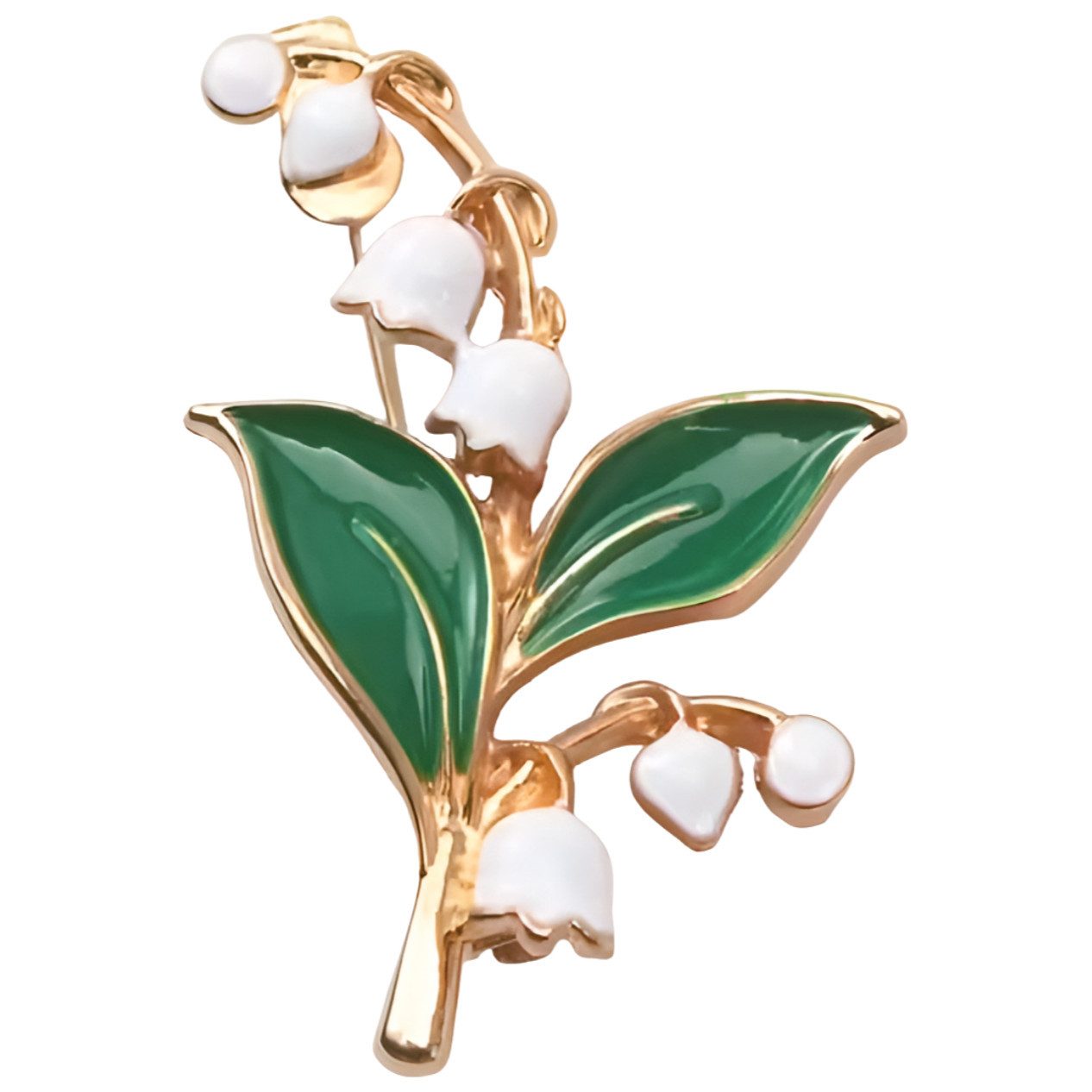 Ware aus aller Welt Brosche Elegante Maiglöckchen Brosche – Florales Design in Goldoptik (1-tlg)