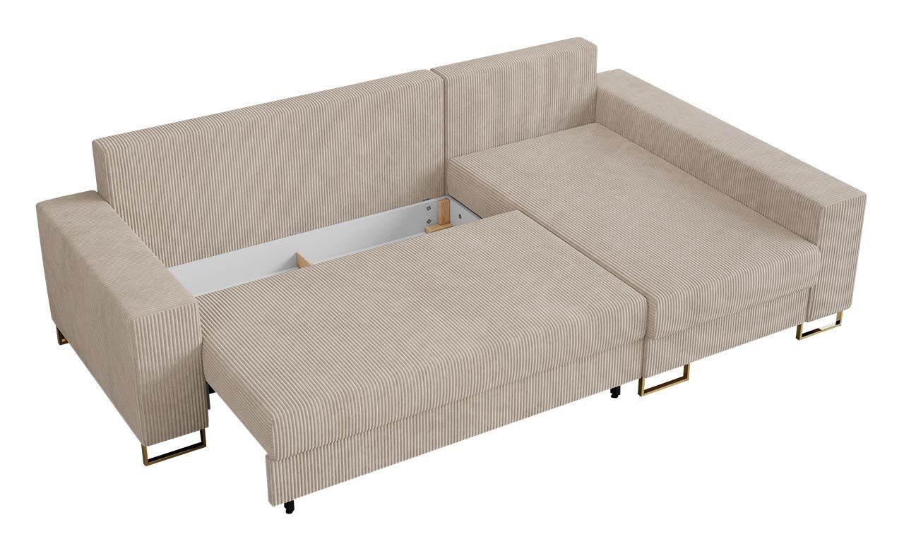 MKS MÖBEL Ecksofa DORIAN, L-Form Beige Couch Schlaffunktion, lose mit Modern Lincoln Stil, Kissen