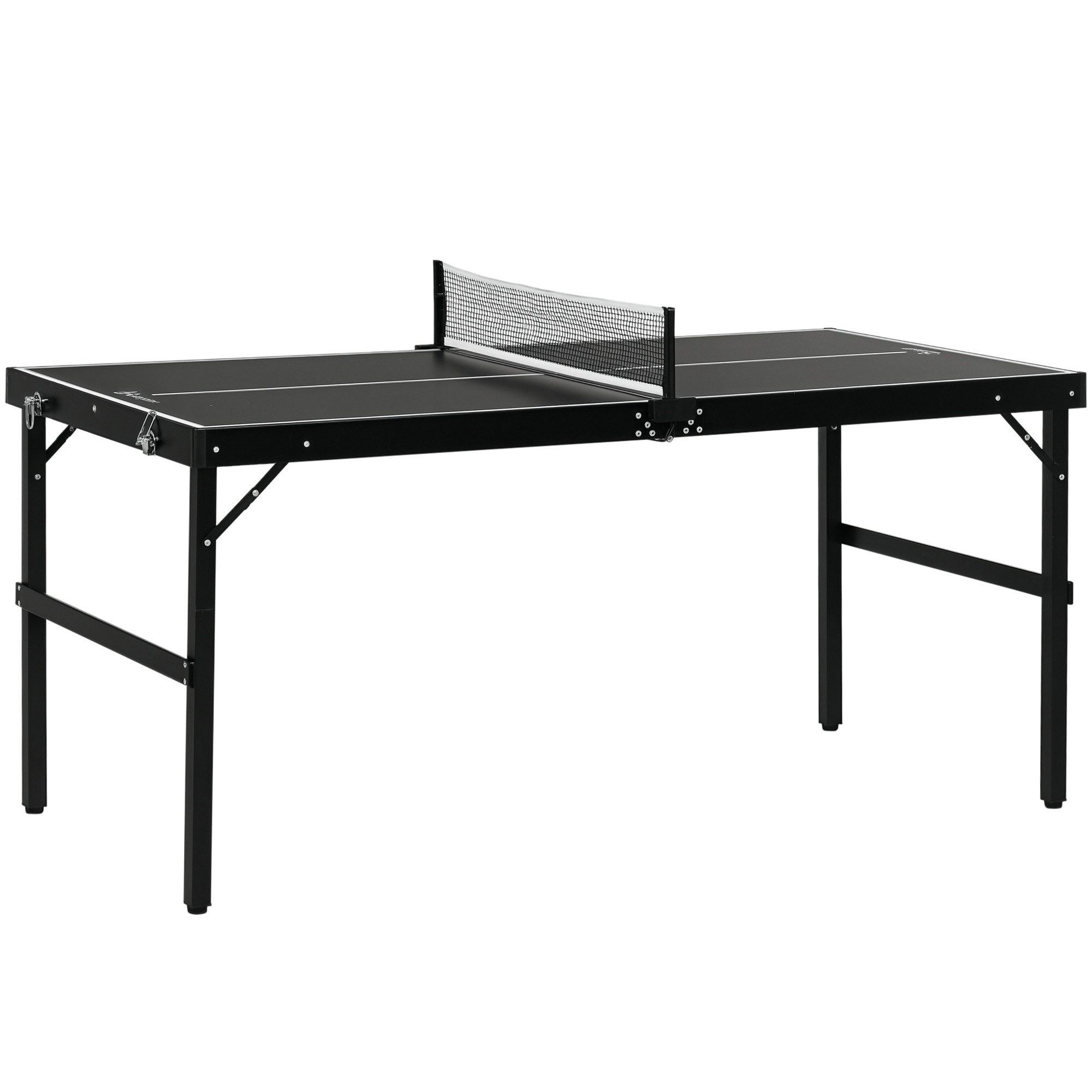 SPORTNOW Mini-Tischtennisplatte Freizeittisch für Zuhause (Tischtennis Set, 1-tlg., Tennistisch), Spiel für Zuhause Aluminium schwarz